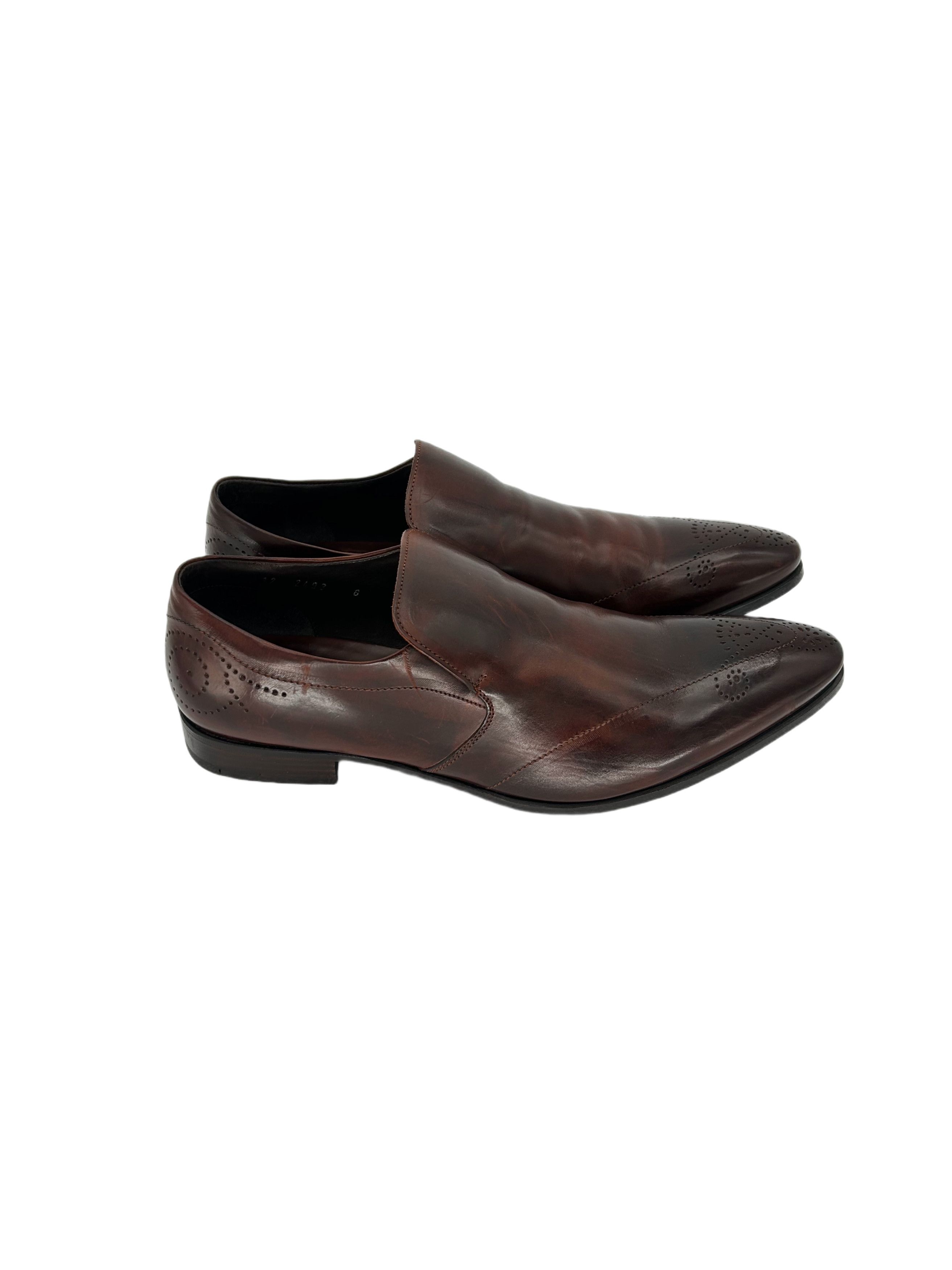 Prada Prada Brown burnished Leather Loafer With Brogue Detailing Size US 9 / EU 42 - 2 Thumbnail