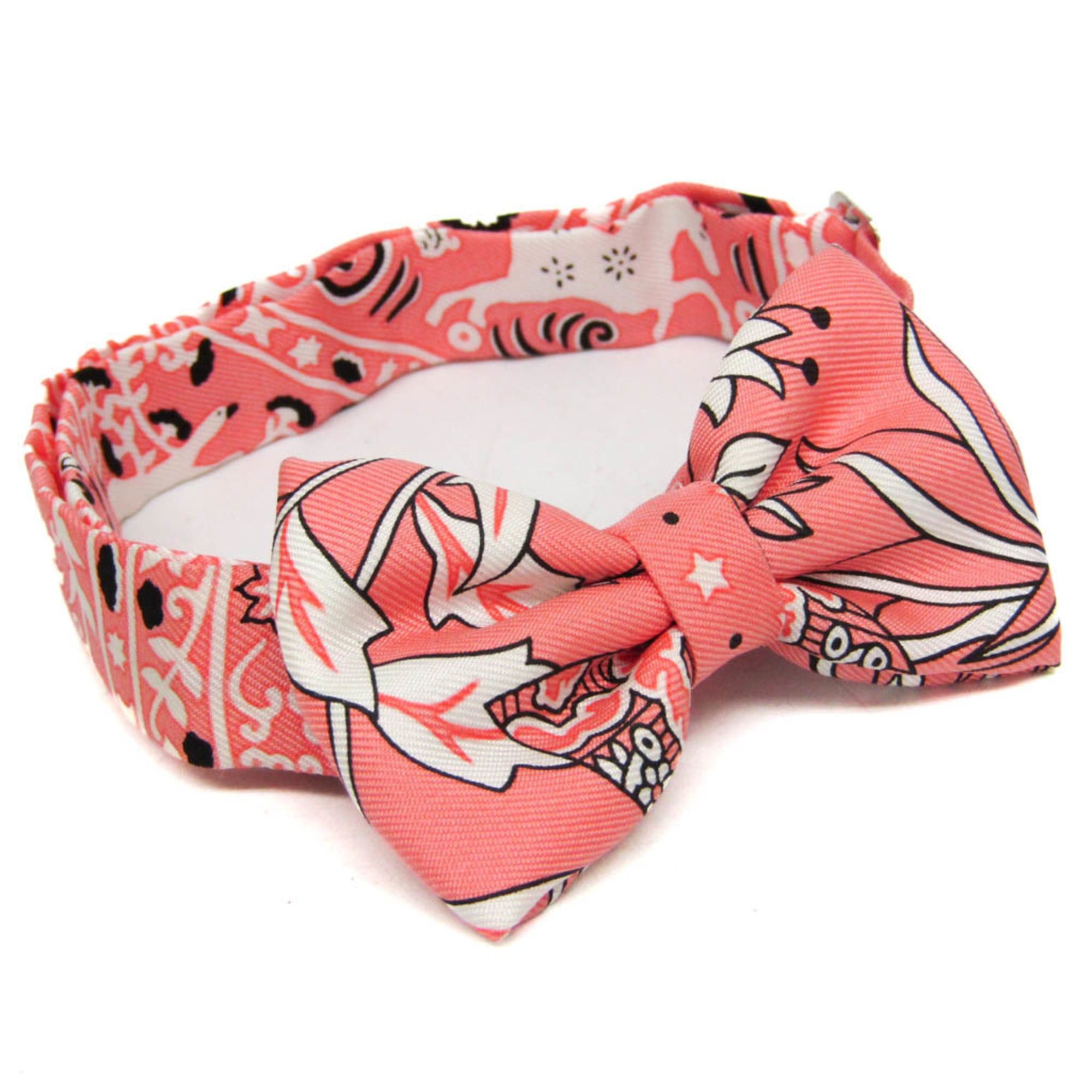Hermes Hermes Mini Bowtie Fleurs Et Papillons De Tissus Boys Silk Bow Tie Flowers Pink Size ONE SIZE - 1 Thumbnail