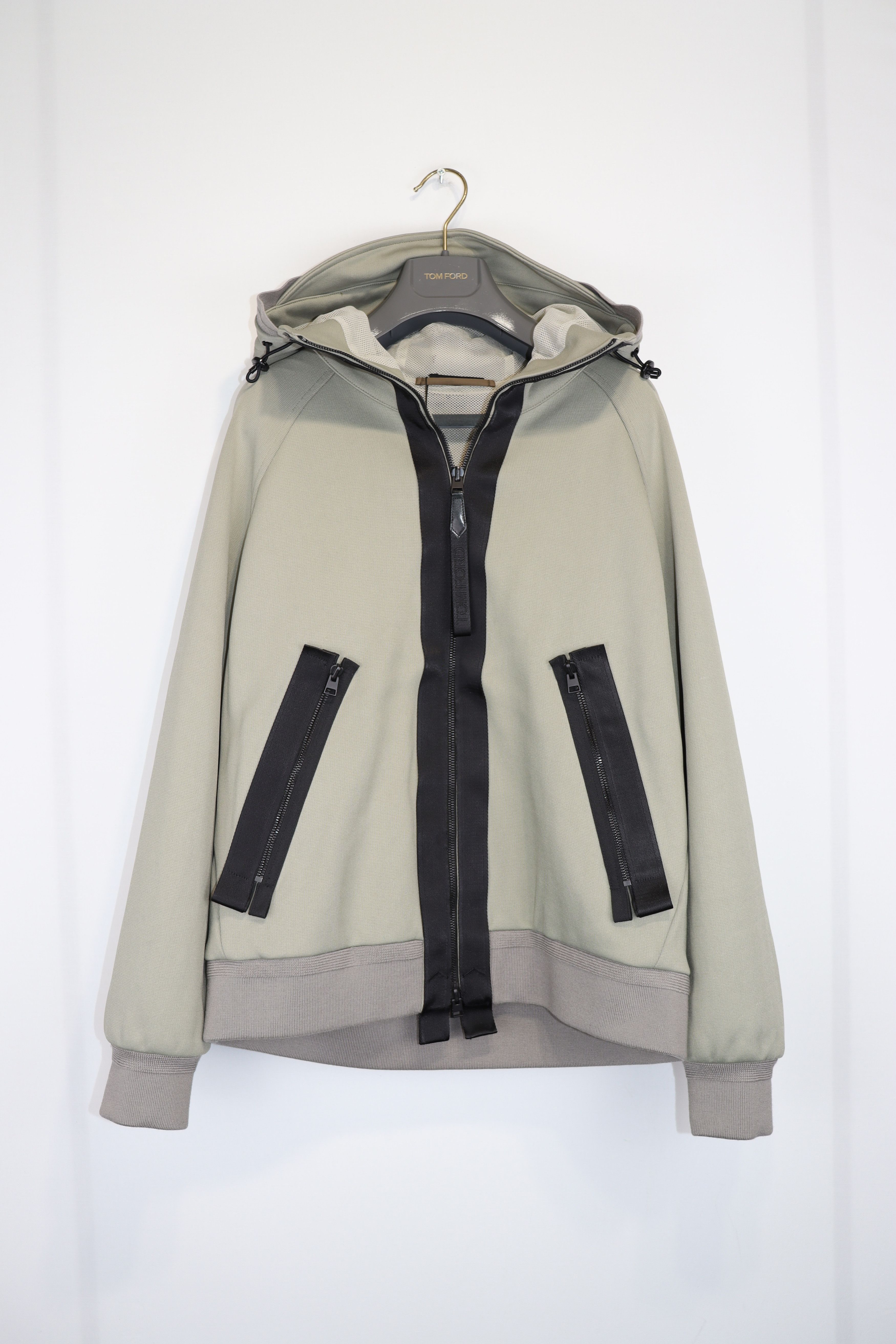 Tom Ford o1rshd1 Zip Up Jacket Hoodie in Light Stone Grey Size US M / EU 48-50 / 2 - 1 Thumbnail