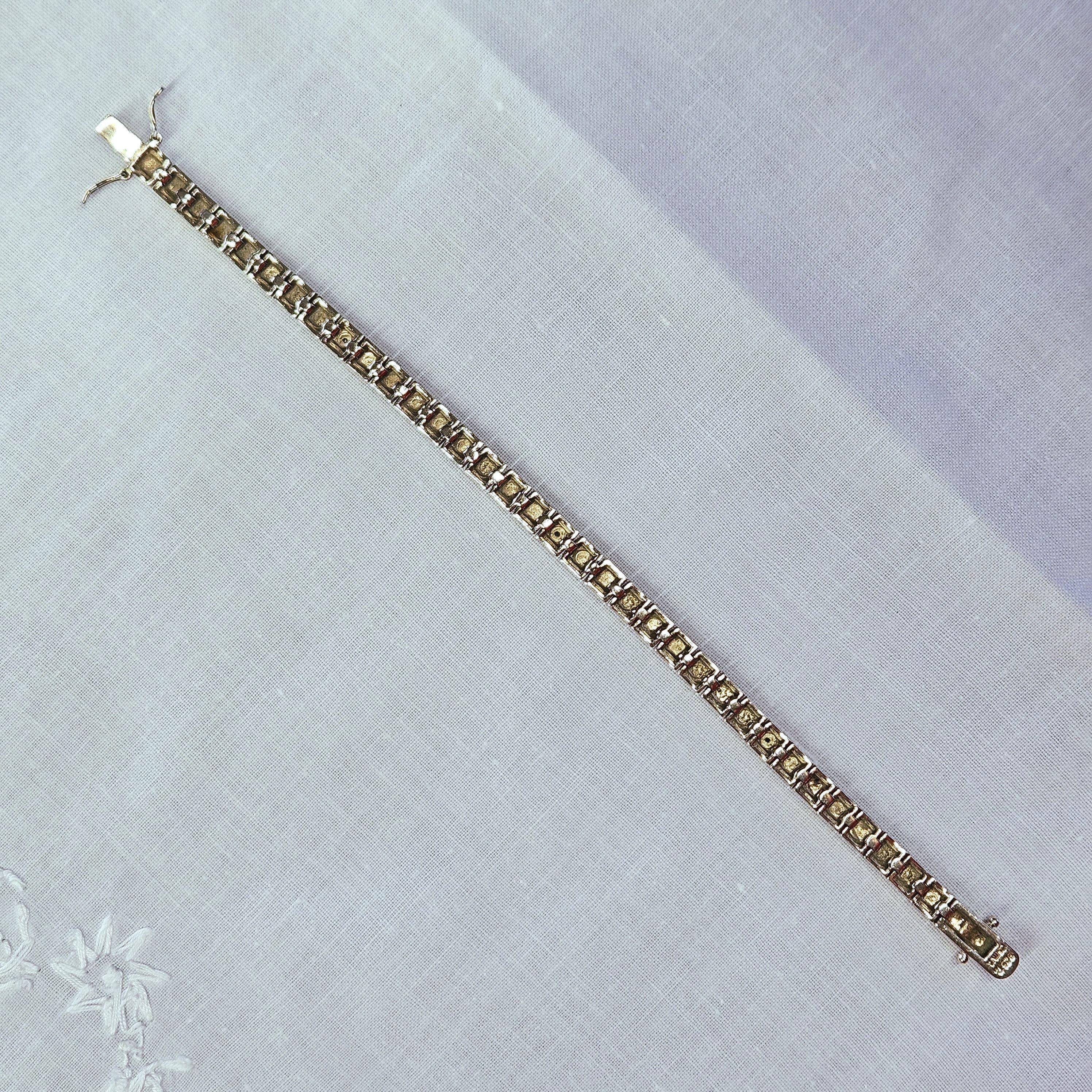 Other Tennis Bracelet 7.5" 925 Silver Gold Vermiel Square Link Size ONE SIZE - 6 Thumbnail