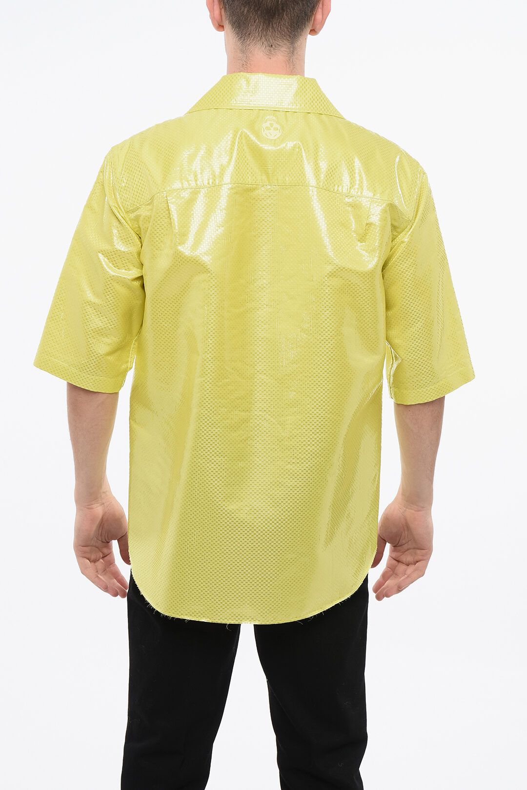 Alexander McQueen og1mm0925 Short Sleeved Silk & Nylon Shirt in Yellow Size US M / EU 48-50 / 2 - 2 Thumbnail
