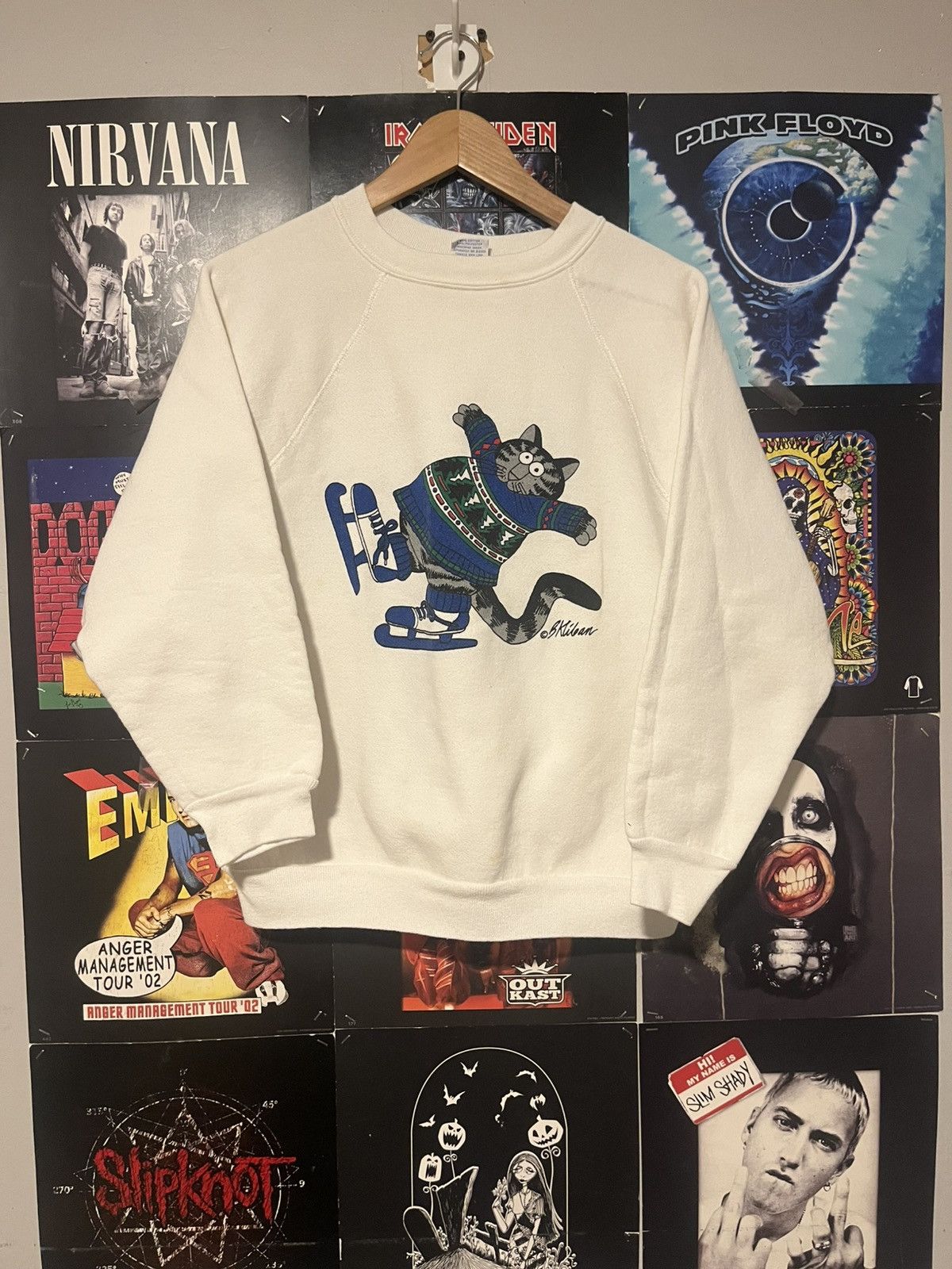 Other 80’s Crazy Shirts Double sided B Kliban Skating Cat sweater Size L / US 10 / IT 46 - 1 Thumbnail