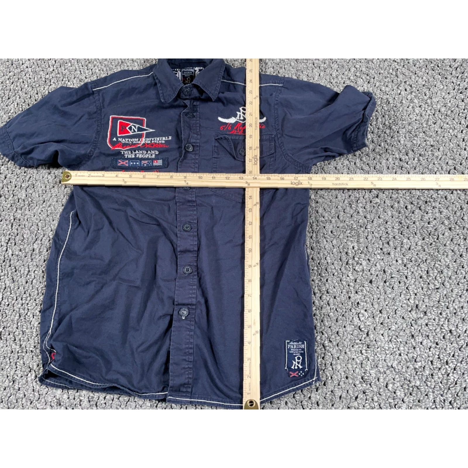 Etro VINTAGE Parish Nation Yacht Club Bear Embroidered Shirt Adult Medium Dark Blue Men’s Short Sleeve Cotton Button-Up Size US M / EU 48-50 / 2 - 4 Thumbnail