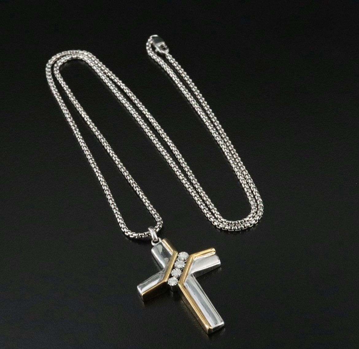 Other Sterling Silver Diamond Cross Pendant Necklace Size ONE SIZE - 3 Thumbnail