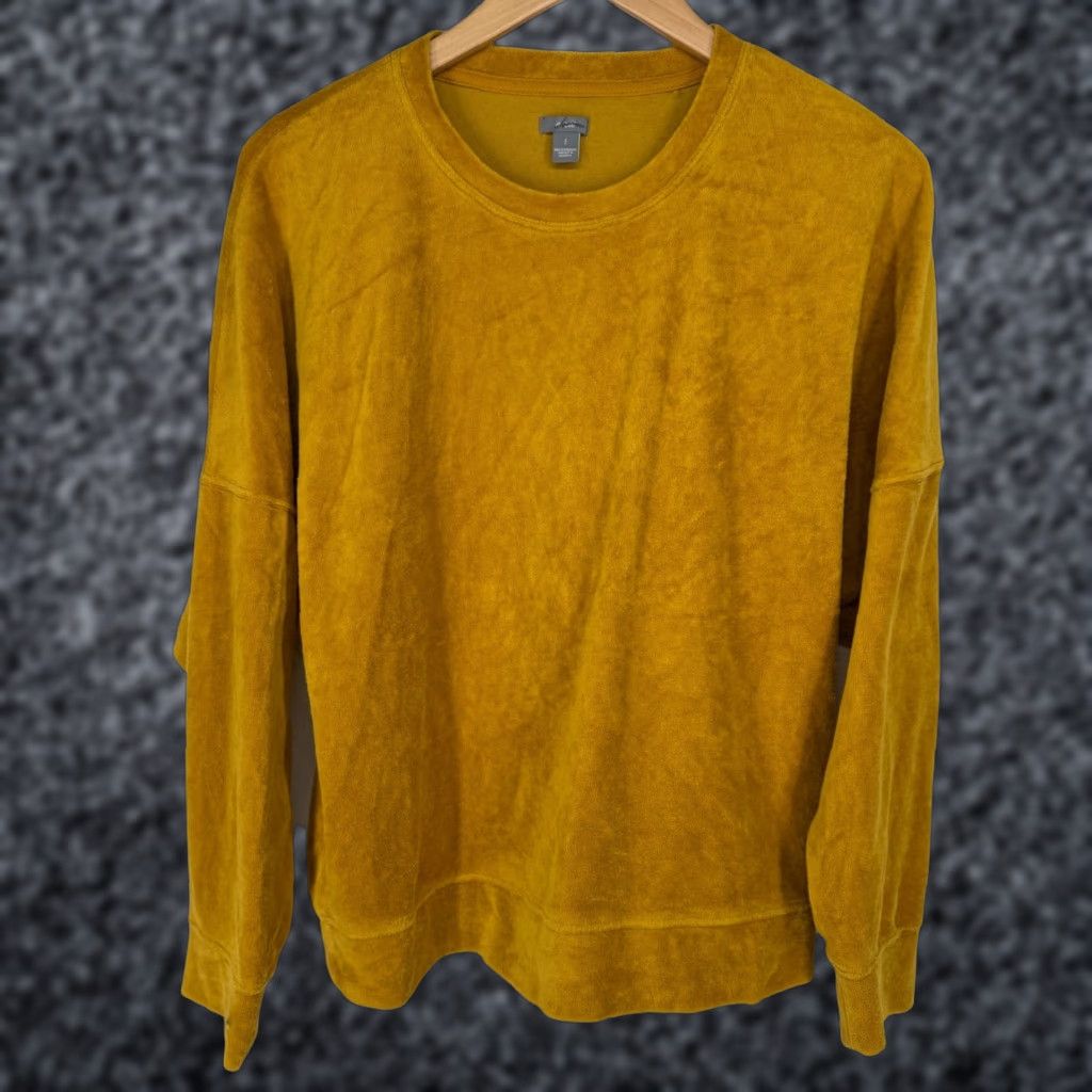 Vintage Aerie Velour Crewneck Sweatshirt Mustard Yellow Long Sleeve Casual Small Womens Pullover Knit Relaxed Size S / US 4 / IT 40 - 1 Thumbnail