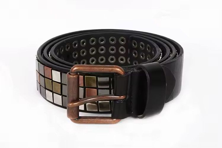 Designer × Leather Streetwear Retro Heavy Metal Cowboy Leather Strap Punk Belt Size 38 - 2 Thumbnail