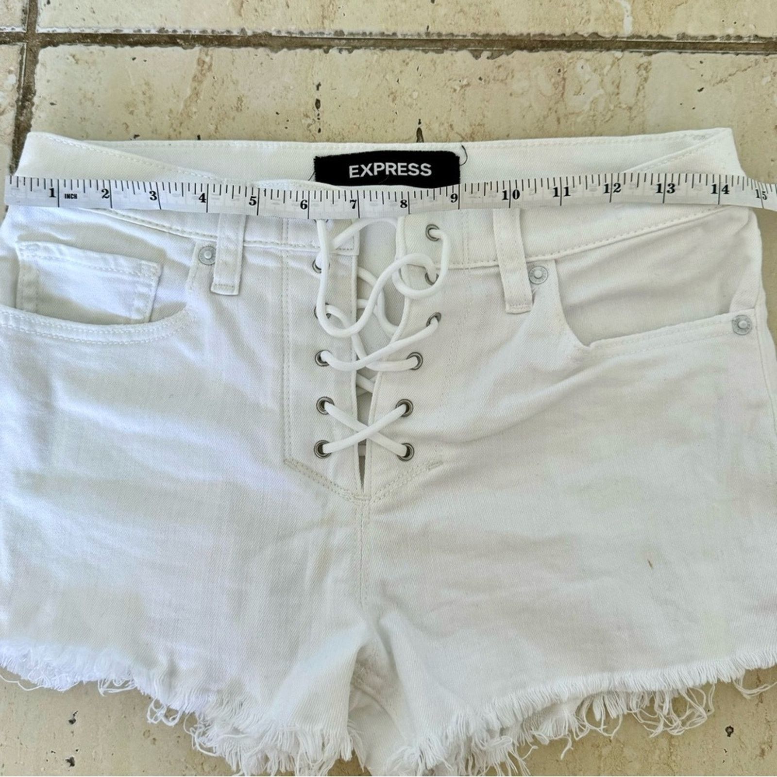 Express Express Jean Shorts, White, Size 00, Vintage Style Size 24" / US 00 / IT 34 - 5 Thumbnail