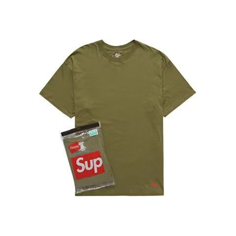 Supreme Hanes Tagless Tees (2 Pack) Olive Size US S / EU 44-46 / 1 - 1 Preview