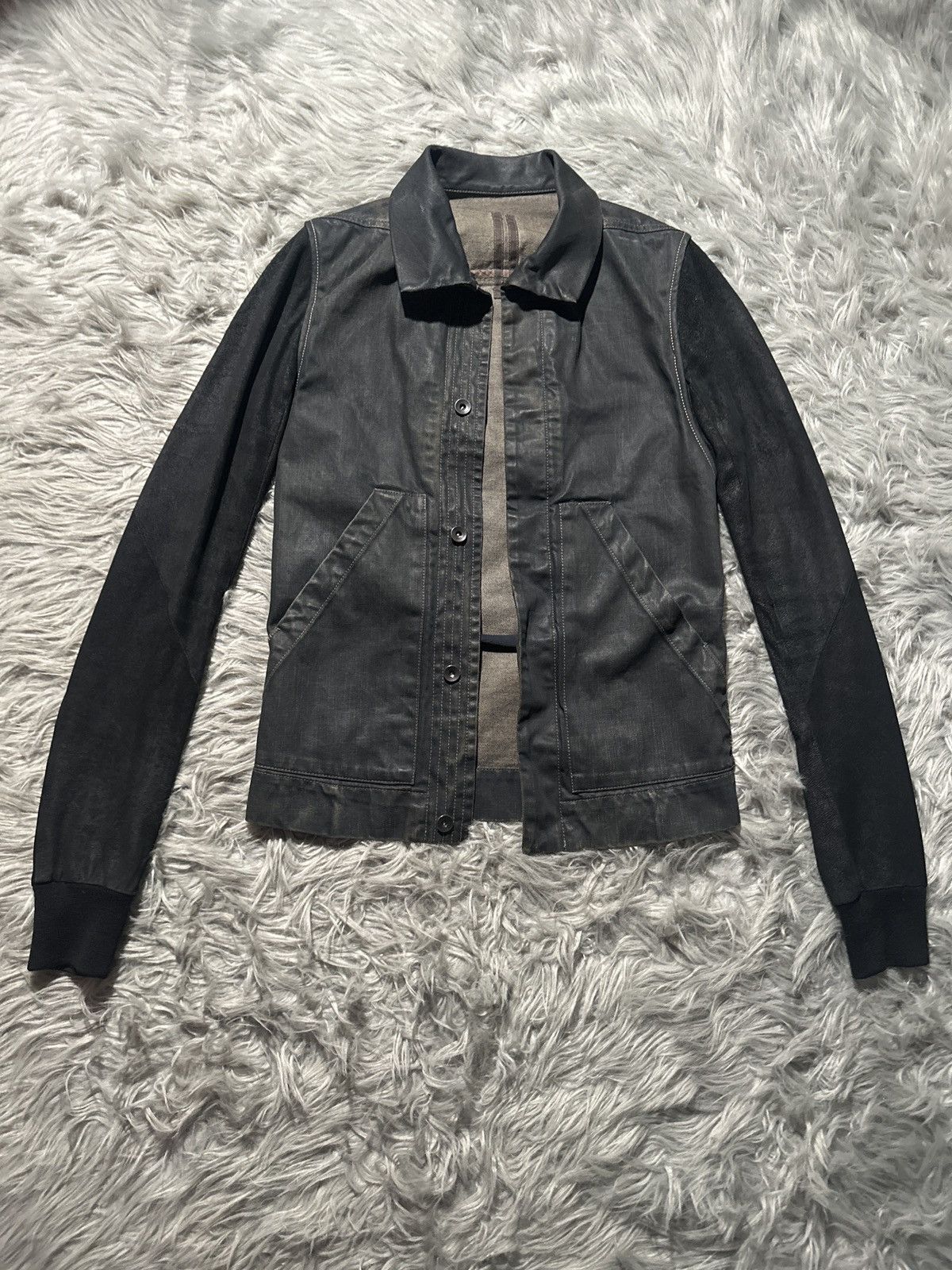 Rick Owens Drkshdw Rick Owens Hybrid Waxed Denim Leather Jacket Size US S / EU 44-46 / 1 - 1 Thumbnail
