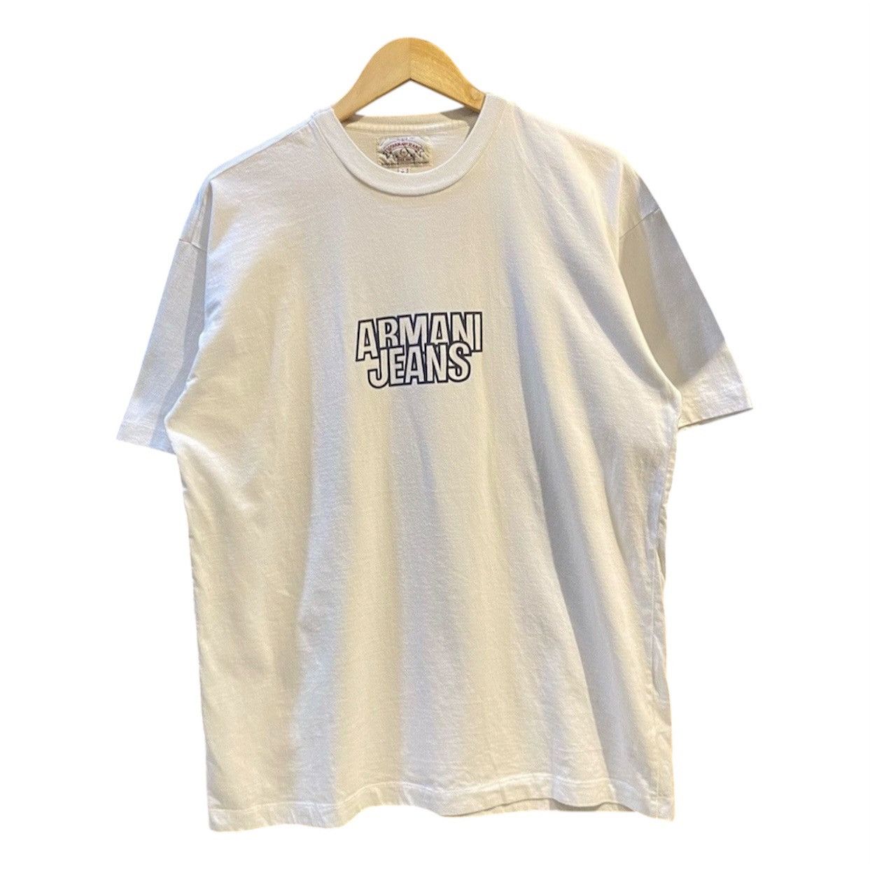Giorgio Armani Vintage 90s Armani Jeans Logo White Tee Made in Italy Size US M / EU 48-50 / 2 - 1 Thumbnail