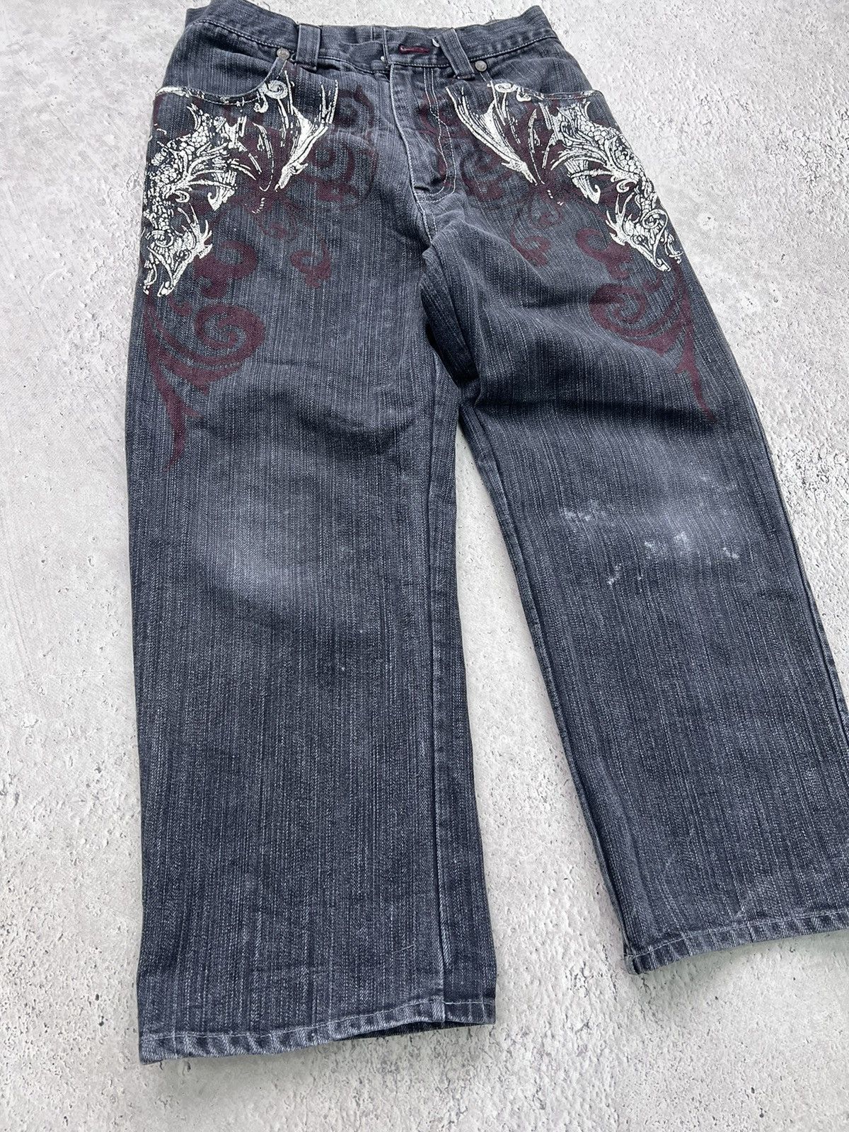 JNCO × Japanese Brand Crazy Vintage Y2K/2000s Grunge Dark Wash Denim Jeans! Size US 30 / EU 46 - 3 Thumbnail