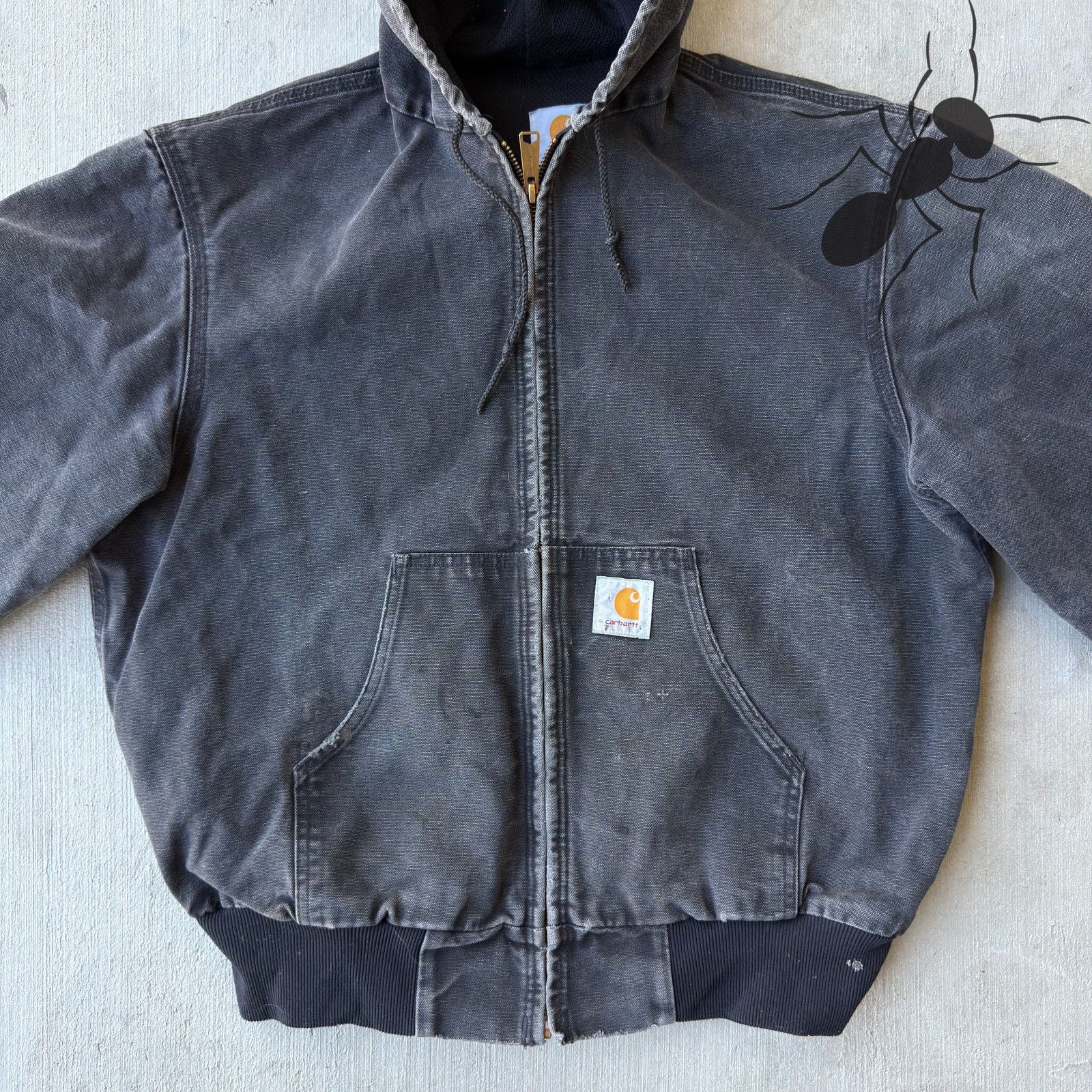 Carhartt × Vintage Vintage Y2K Carhartt black hooded work wear jacket Size US L / EU 52-54 / 3 - 3 Thumbnail
