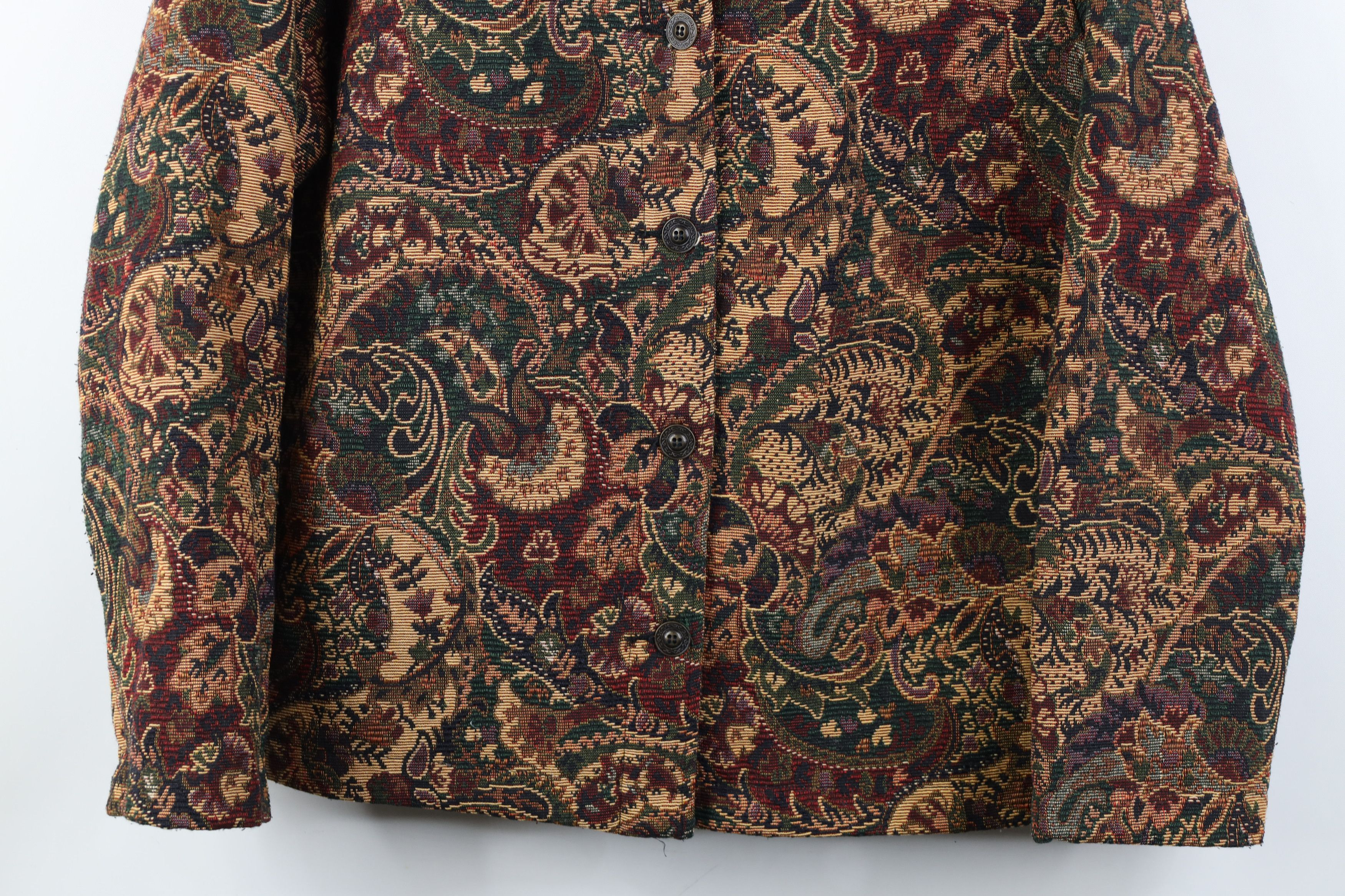 Vintage Vintage 90s Streetwear Tapestry Flower Paisley Jacket Size L / US 10 / IT 46 - 3 Thumbnail