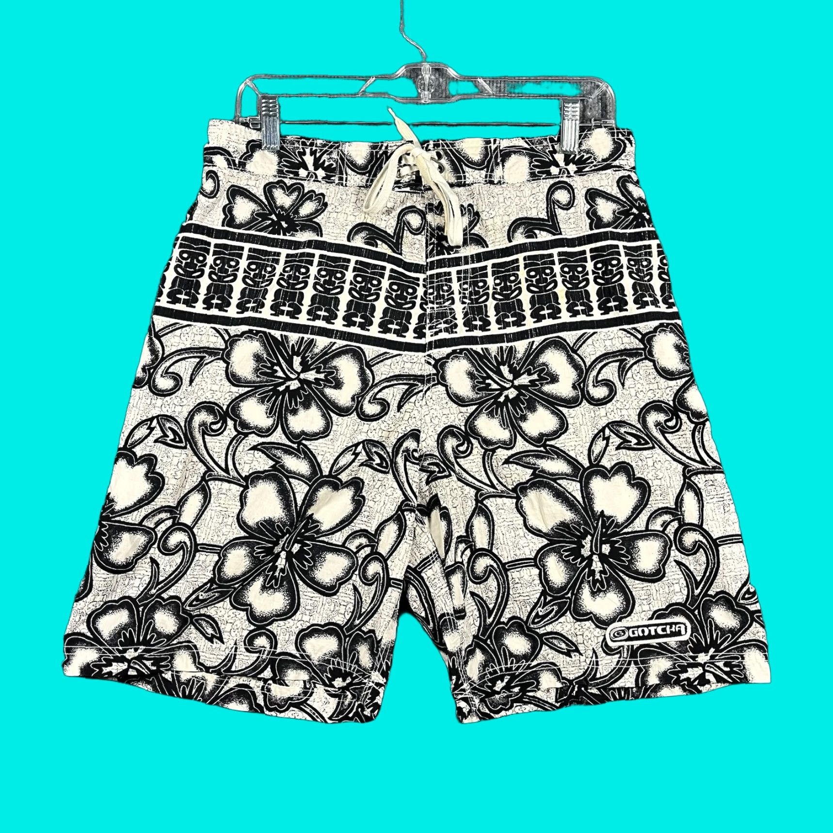Gotcha Vintage Gotcha Board Shorts Mens 31 Nylon Surf Swim Beach Floral Trunks 90s Size US 31 - 1 Thumbnail