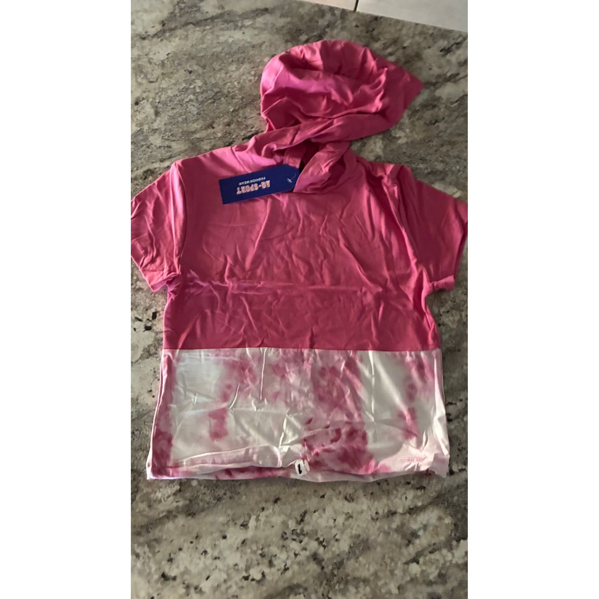 Other Stylish Tie Dye Hooded Short Sleeve Athletic Set In PINK Size 27" / US 4 / IT 40 - 3 Thumbnail