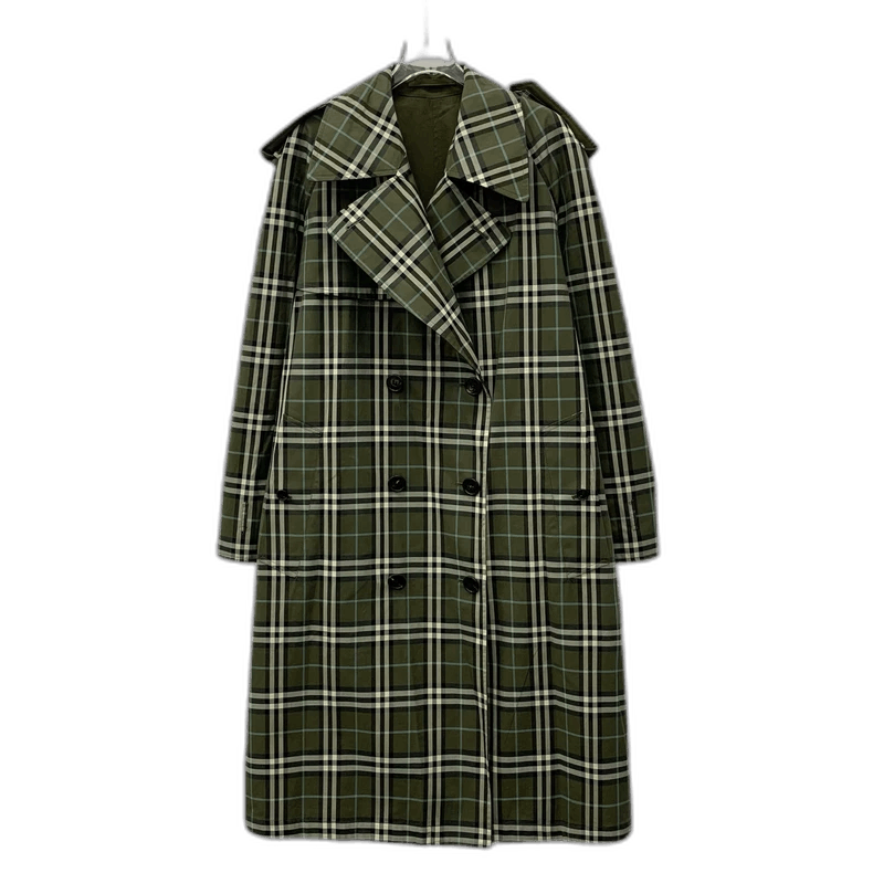 Burberry Burberry Green Check Double-Breasted Trench Coat Size US M / EU 48-50 / 2 - 1 Thumbnail