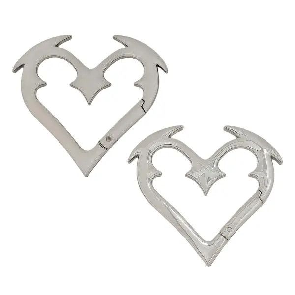 Jewelry Silver Heart-Shaped Punk Carabiner Keychain Size ONE SIZE - 6 Thumbnail