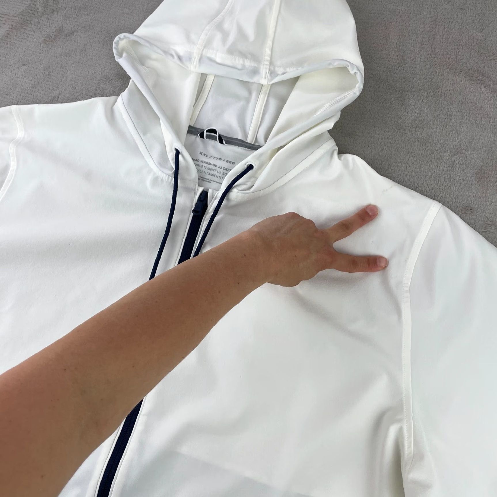 Under Armour Under Armour UA Squad Warm Up Jacket Men 2XL White ColorBlock Full Zip Hood Jacket Size US XXL / EU 58 / 5 - 7 Thumbnail