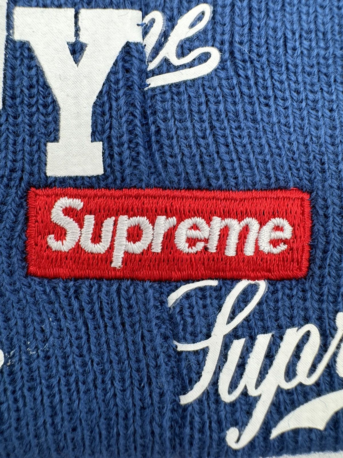 New Era × Supreme Supreme New Era Monogram Beanie Blue White Size ONE SIZE - 8 Thumbnail