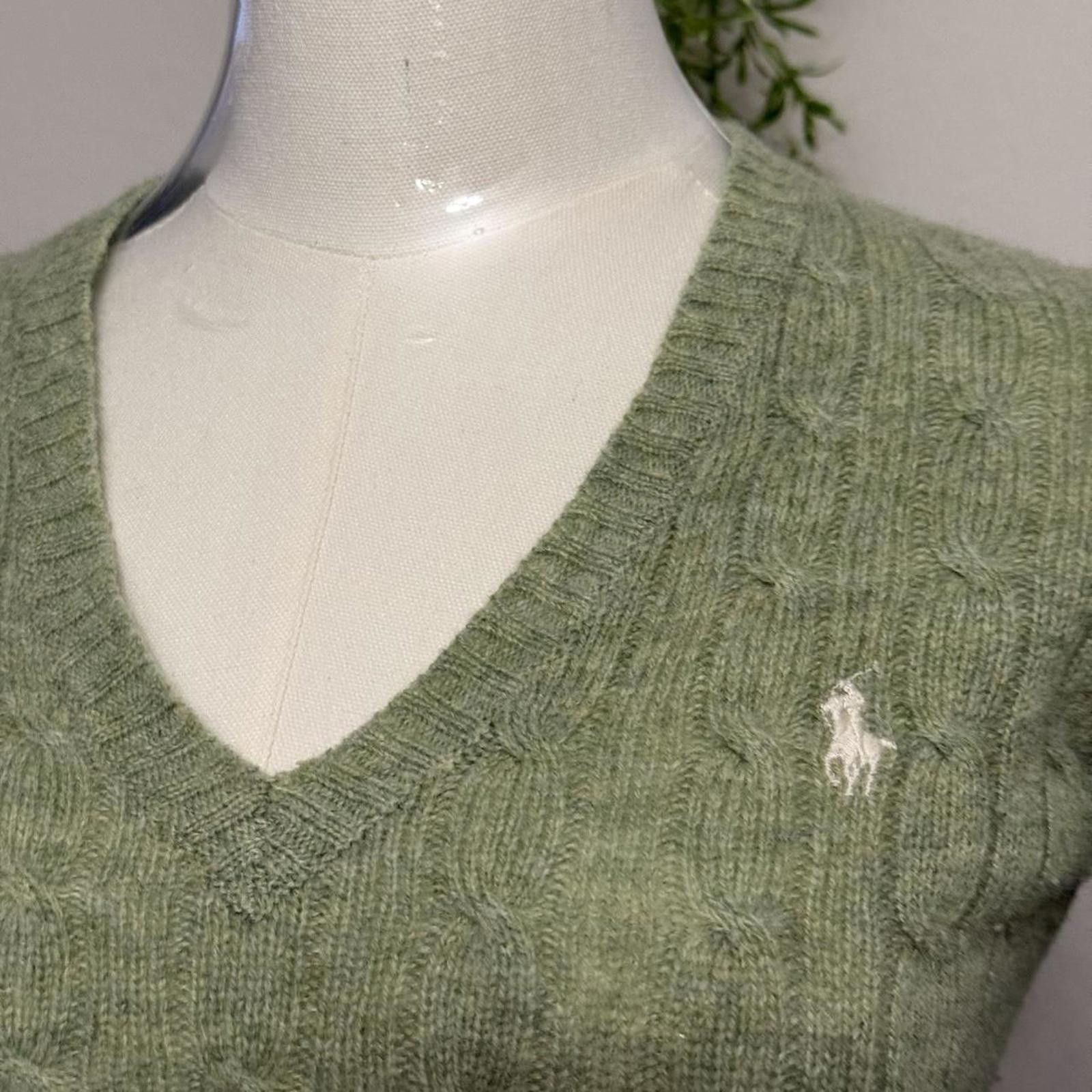 Polo Ralph Lauren V neck polo sage green preppy wool longsleeve sweater sz Xs Size XS / US 0-2 / IT 36-38 - 4 Thumbnail