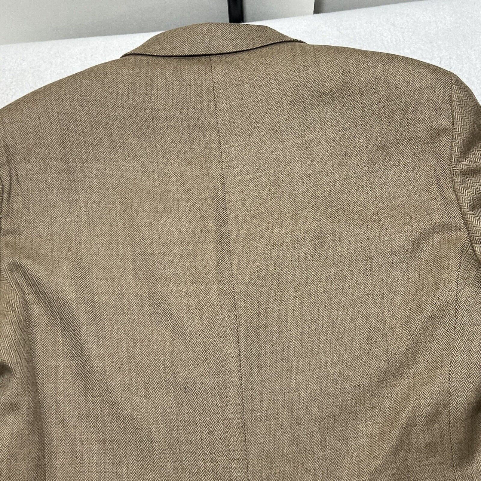 Stafford Stafford Wool Herringbone Beige Career Suit Jacket Coat 42L Size 42L - 15 Thumbnail