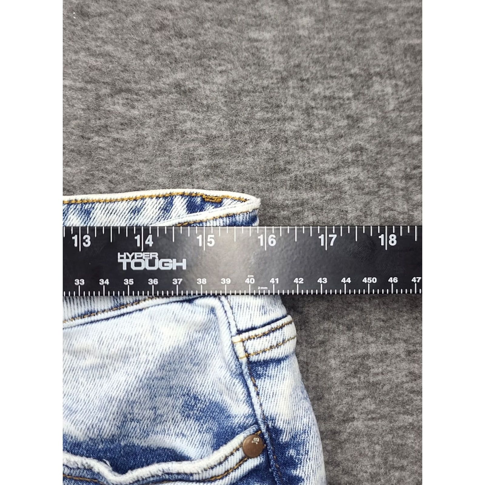 Vintage Judy Blue Womens Jeans 15/32 Wide Leg Light Blue Acid Wash Raw Hem Stretch Denim 5-Pocket 32 In Inseam Mens Womens Girls? Size 36" / US 14 / IT 50 - 5 Thumbnail