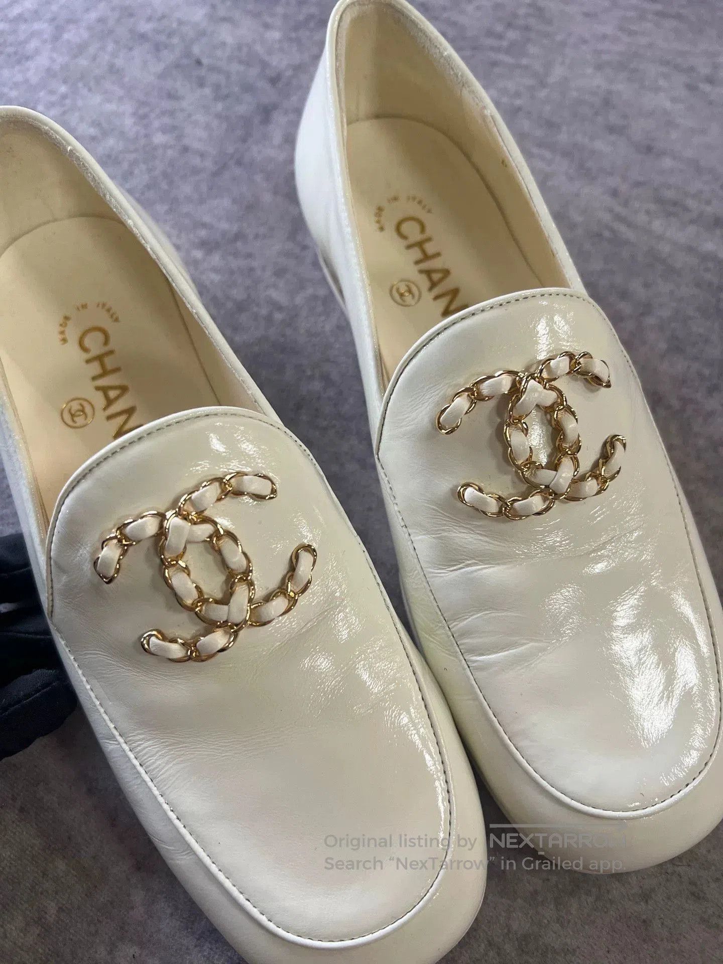 Chanel Chanel Cream Double C Logo Loafers. Size US 4 / IT 34 - 2 Thumbnail