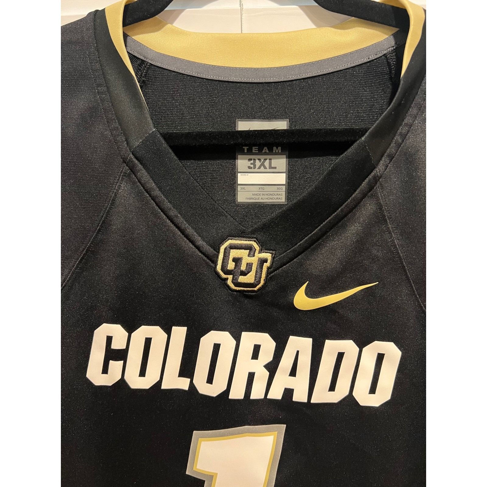 Nike Nike Colorado Buffaloes Football Jersey #1 Black Gold Mens 3 Size US XXL / EU 58 / 5 - 3 Thumbnail