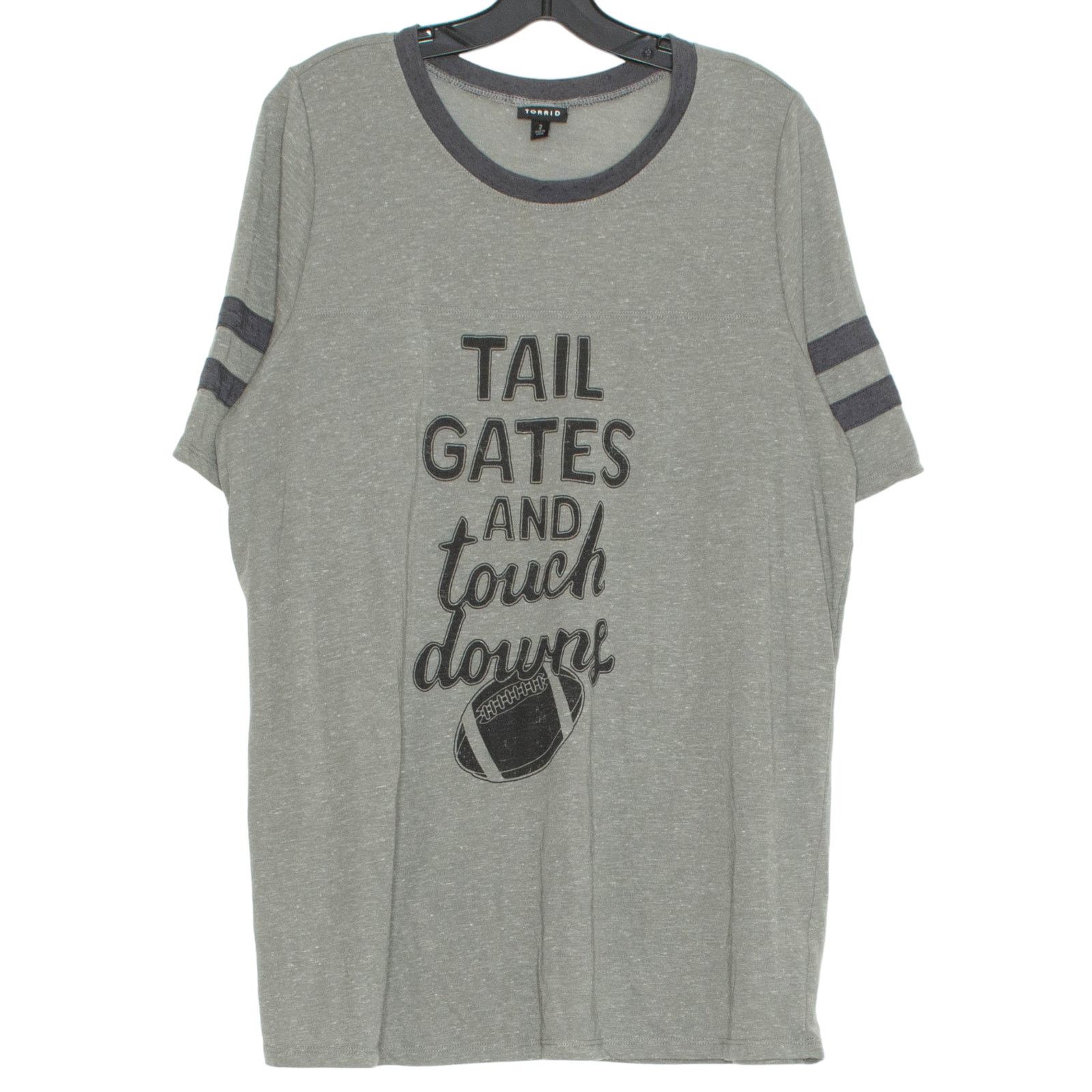 Torrid Torrid Top Tail Gates And Touchdowns Football Tee Gray 2 2X Size XXL / US 16-18 / IT 52-54 - 1 Thumbnail