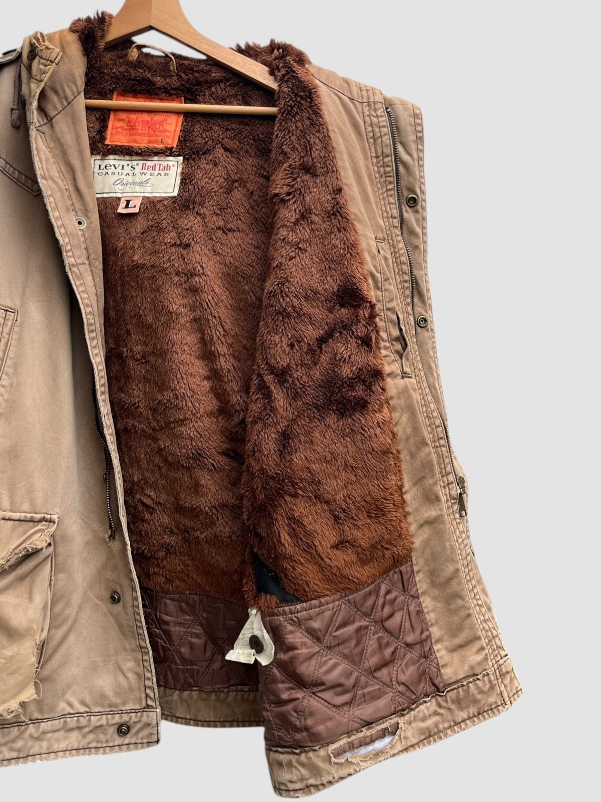 Levi's Distressed Levi’s Mod/Military Fur Lining Hooded Jacket Size US L / EU 52-54 / 3 - 15 Thumbnail