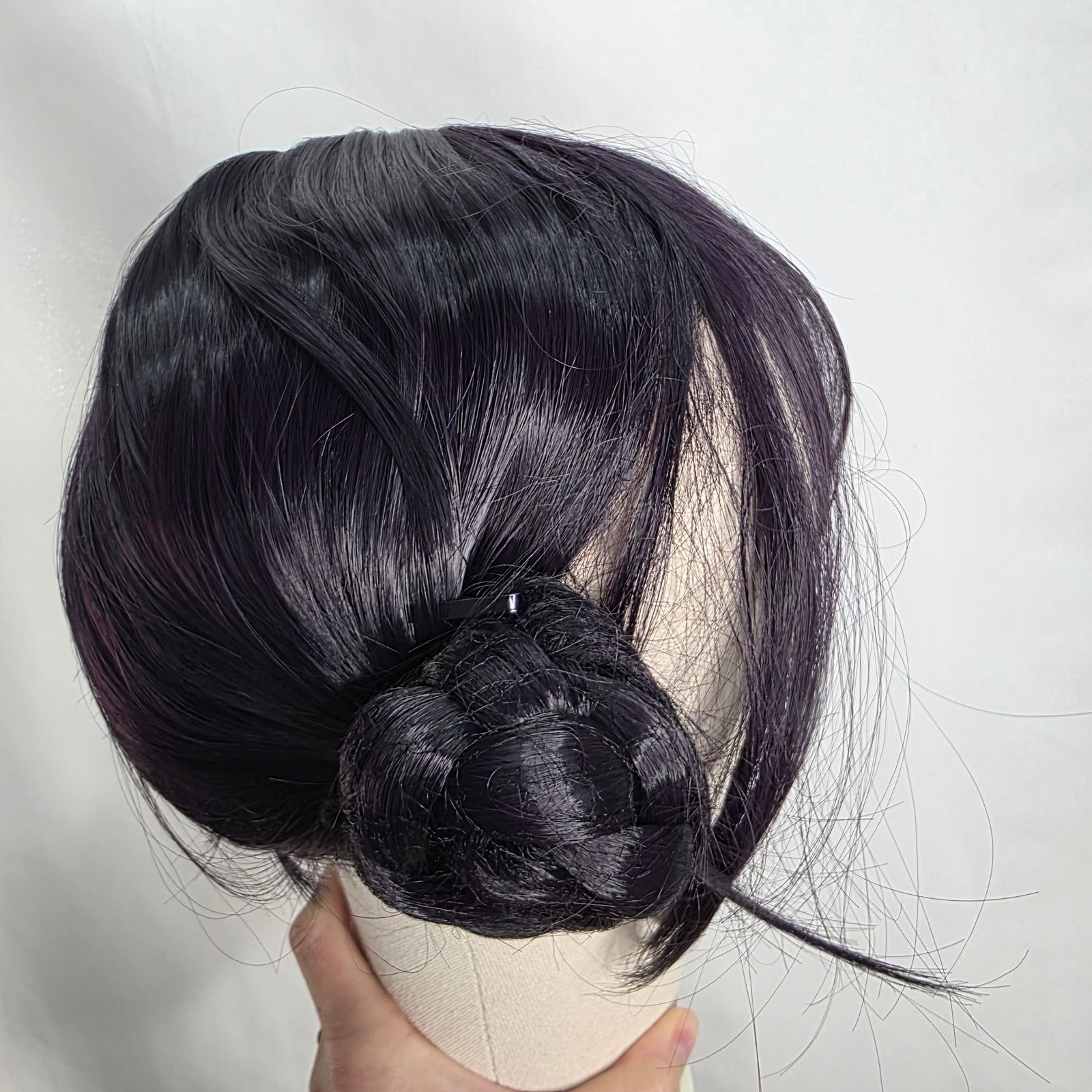 Other Short Black Purple Cosplay Wig with 2 Buns for Women Size ONE SIZE - 4 Thumbnail