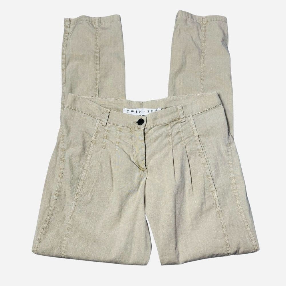 TWINSET Twinset Twin-Set Simona Barbieri Linen Blend Beige Trousers Size 28" / US 6 / IT 42 - 4 Thumbnail