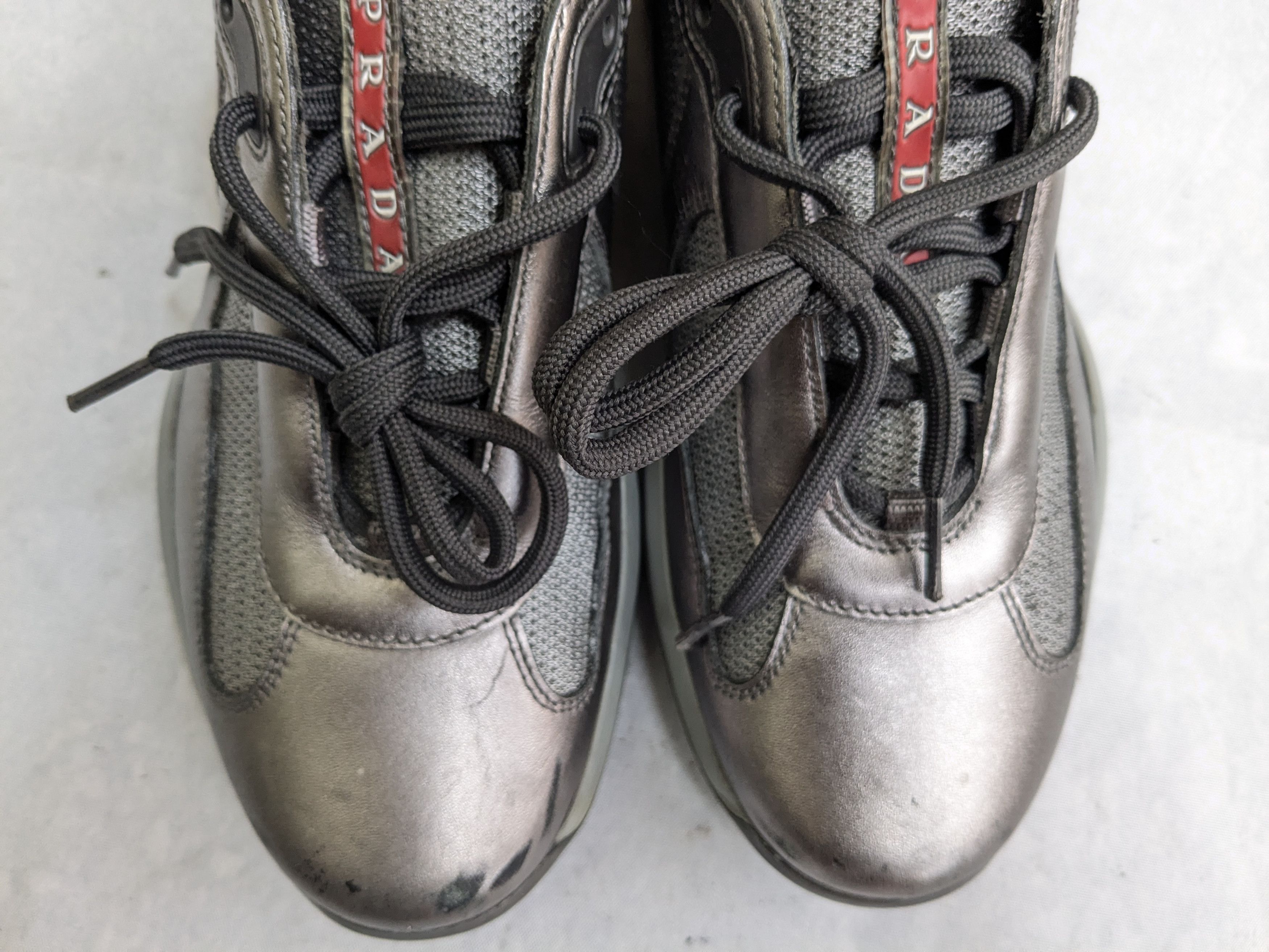 Prada Prada America's Cup Sneakers Silver 7 Leather Low Tops Size US 7 / EU 40 - 4 Thumbnail