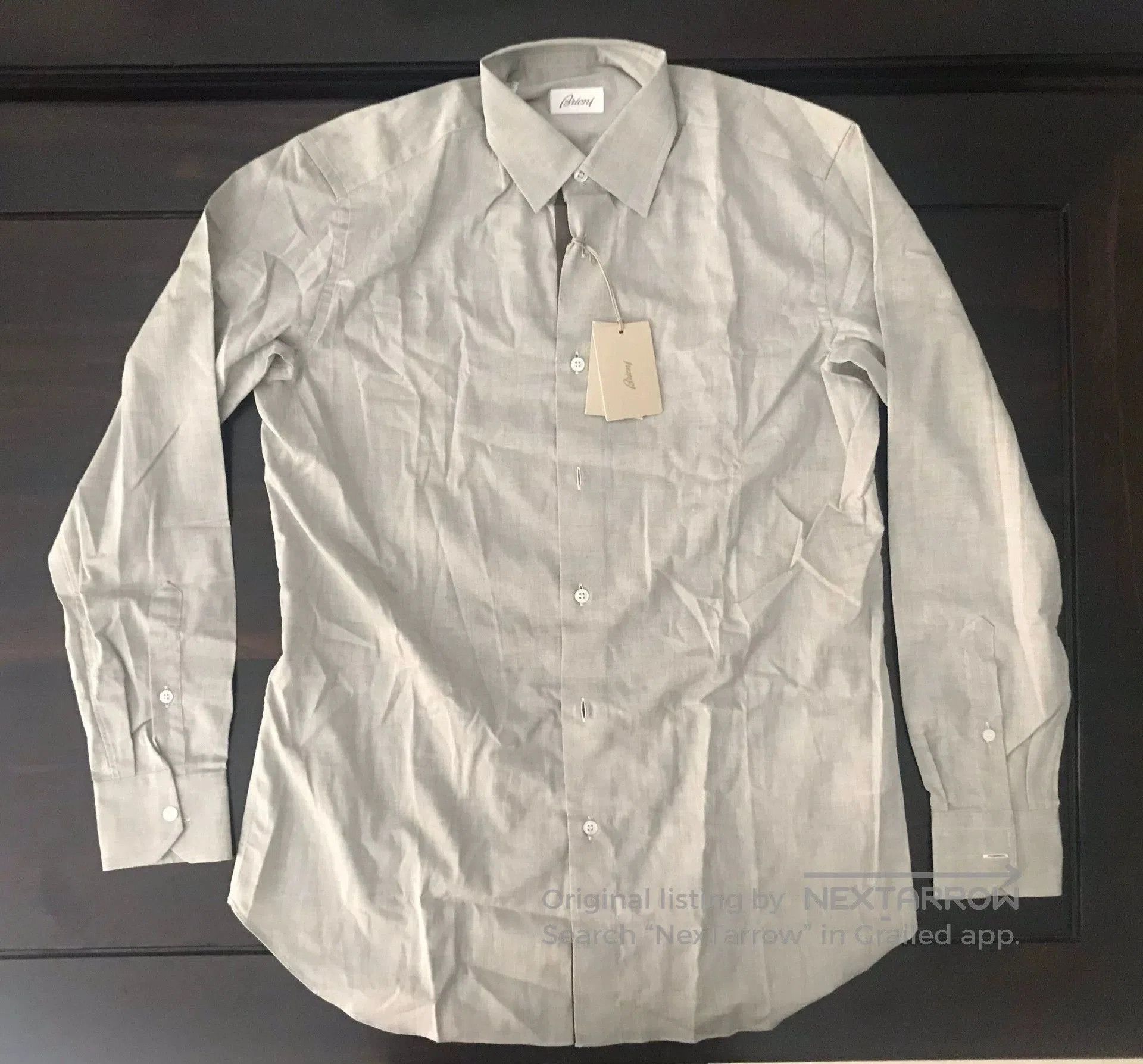 Brioni brand new breathable gray woven shirt. Size US S / EU 44-46 / 1 - 1 Thumbnail
