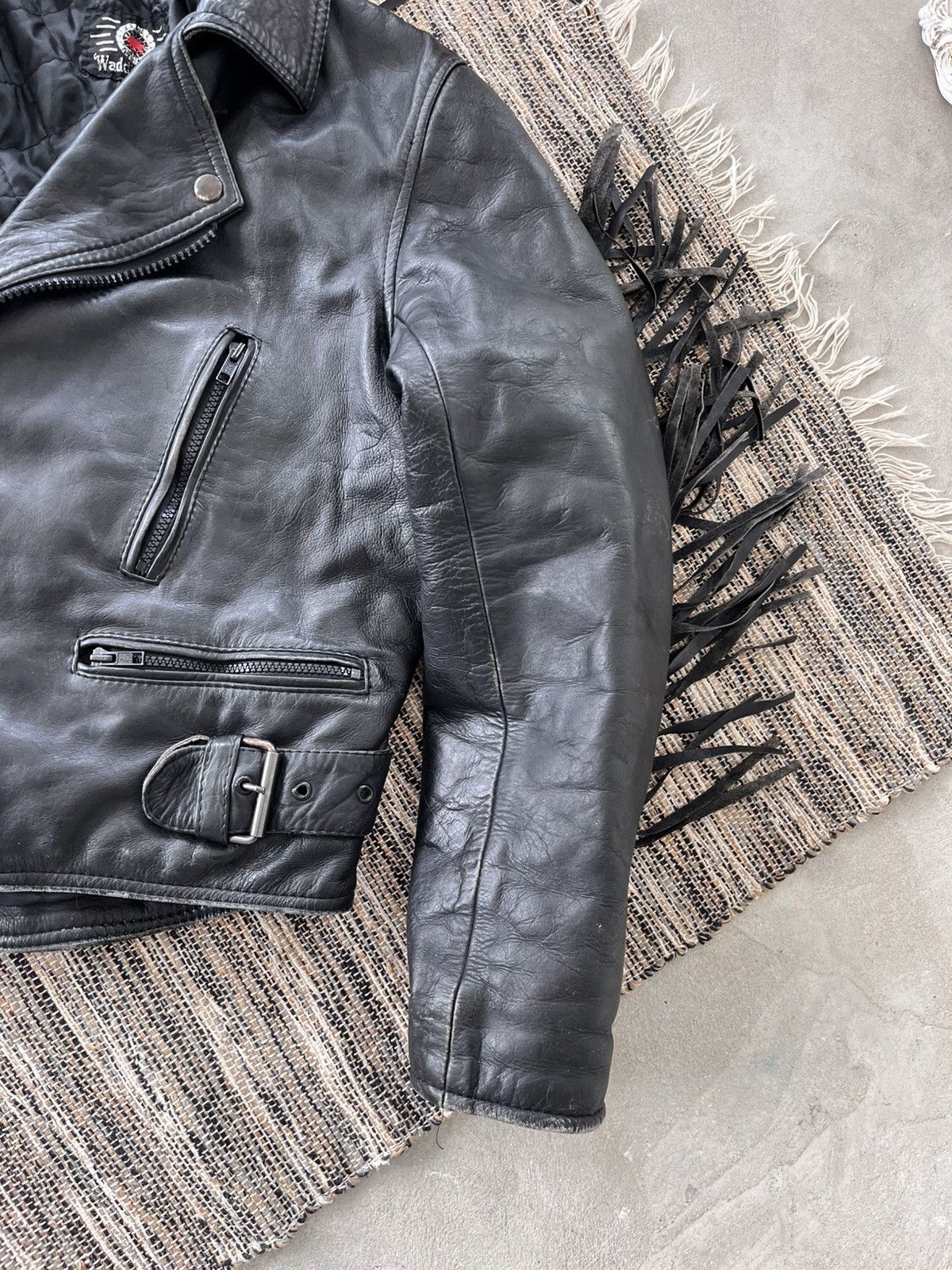 Genuine Leather Vintage Leather Biker Jacket Black Cowboy Western Style Y2K Size S / US 4 / IT 40 - 7 Thumbnail