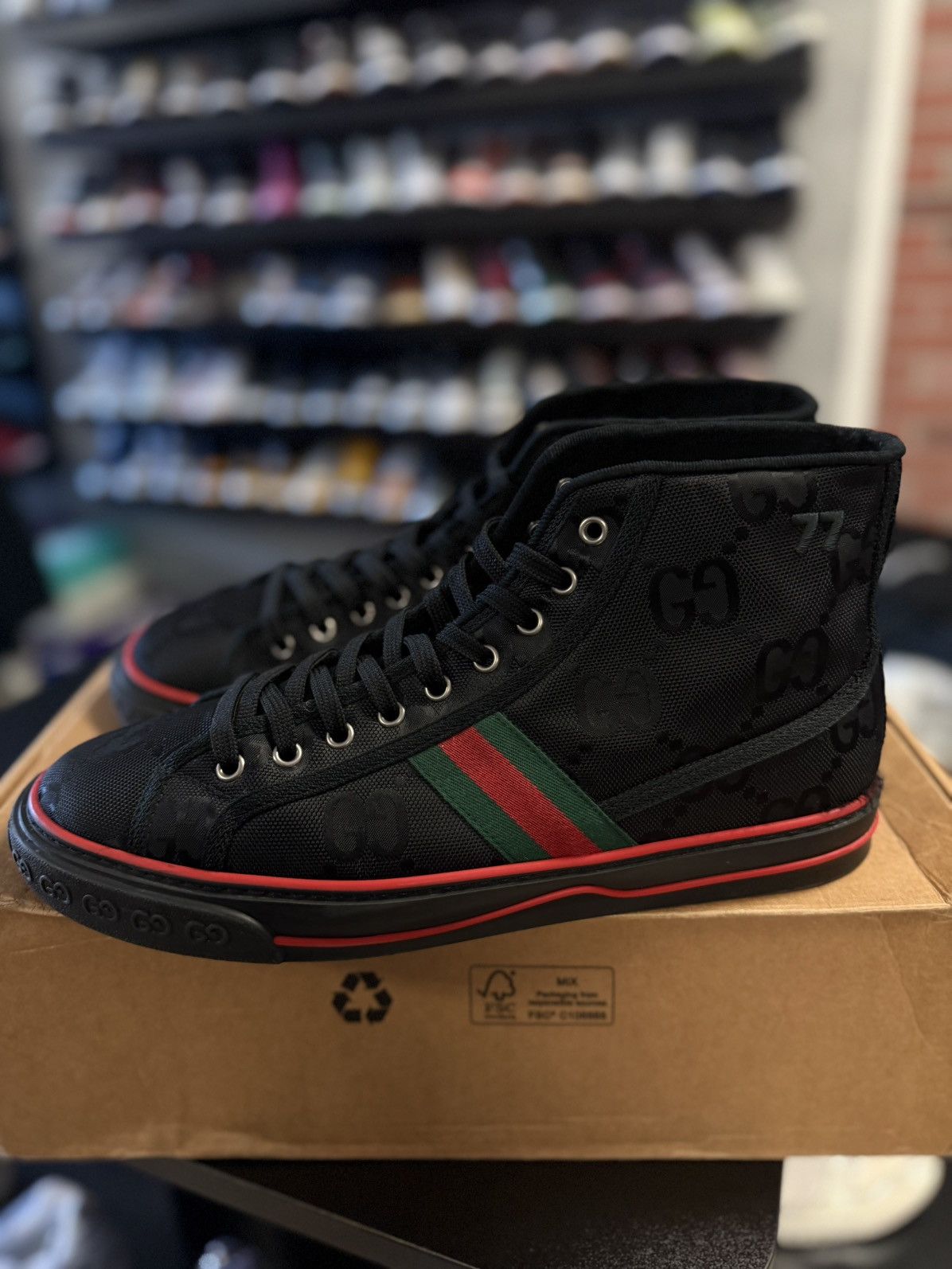 Gucci Gucci High Top Black Tennis Sneakers Size 10G/10.5US Size US 10.5 / EU 43-44 - 4 Thumbnail