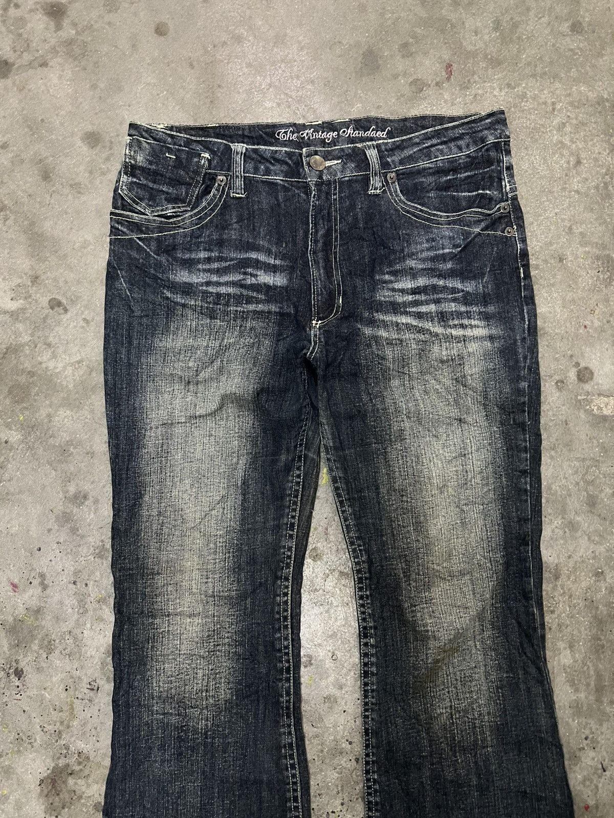 Designer × Japanese Brand × Vintage FLARED🔥UNKNOWN DISTRESSED DENIM PANT Size US 34 / EU 50 - 3 Thumbnail