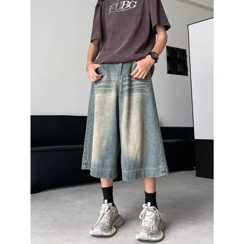 Japanese Brand Vintage Loose-fit Denim Shorts Straight-leg Wide-leg Casual Size US 27 - 3 Thumbnail
