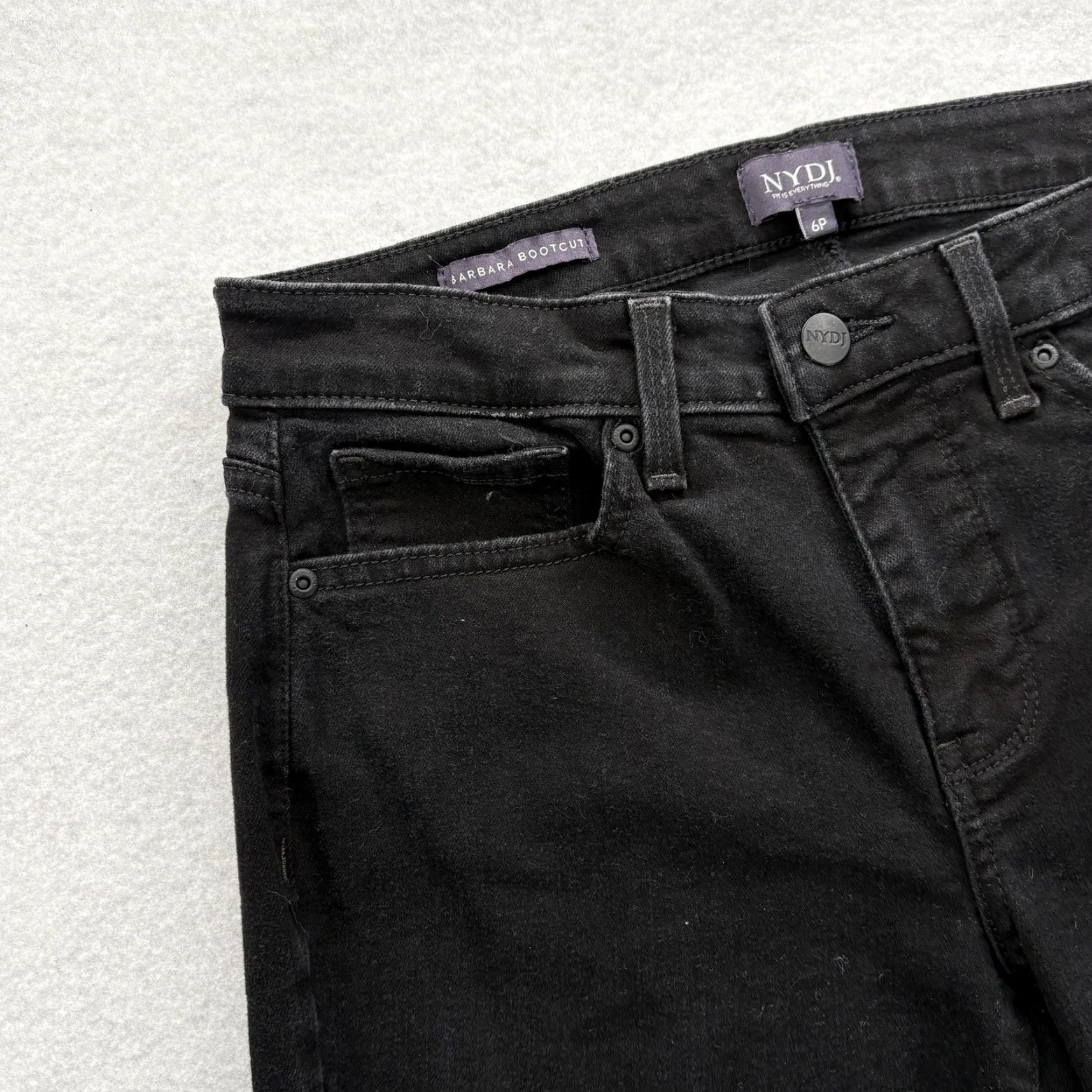 NYDJ VINTAGE NYDJ Barbara Bootcut Jeans Womens 6P Black Lift Tuck Technology Stretch Denim Size 28" / US 6 / IT 42 - 3 Thumbnail