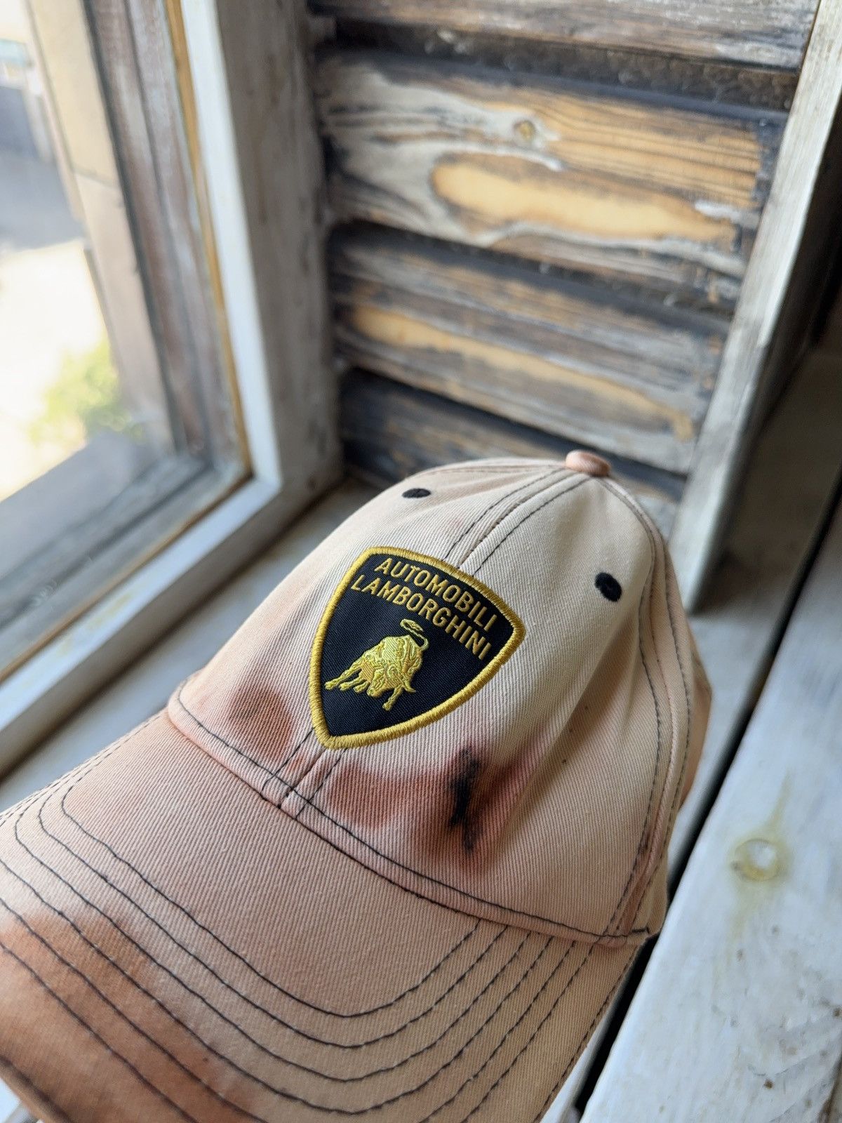 Lamborghini Official Lamborghini Cap Distressed Burn Fade Style Hat Cap Size ONE SIZE - 3 Thumbnail