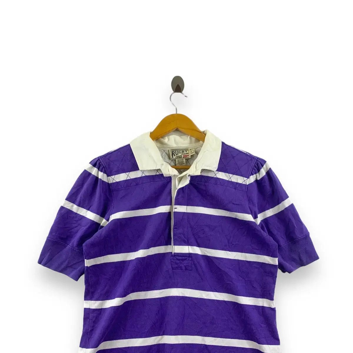 Polo Ralph Lauren Vintage POLO RALPH LAUREN RUGBY Striped Purple Polo Tee Size L / US 10 / IT 46 - 2 Thumbnail