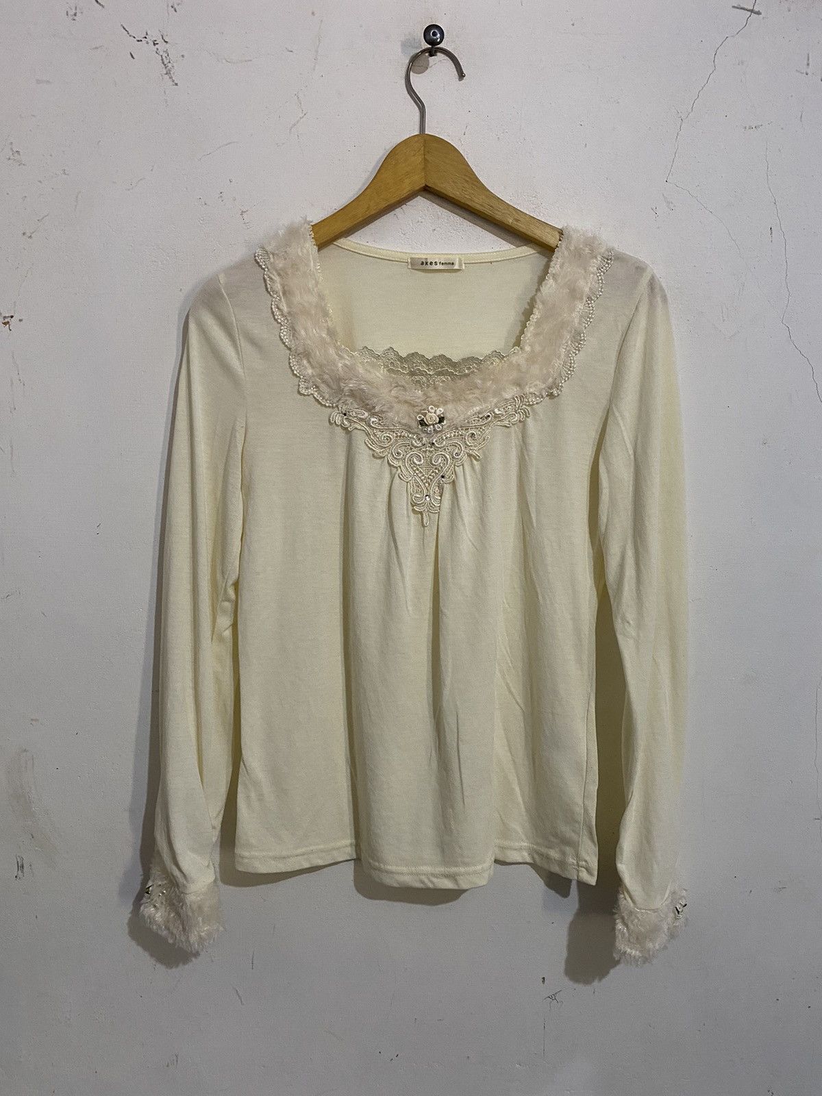 image of If Six Was Nine x Kmrii Japanese Axesfemme Fur Shirt Classic Rockstar in White, Men's (Size Medium)