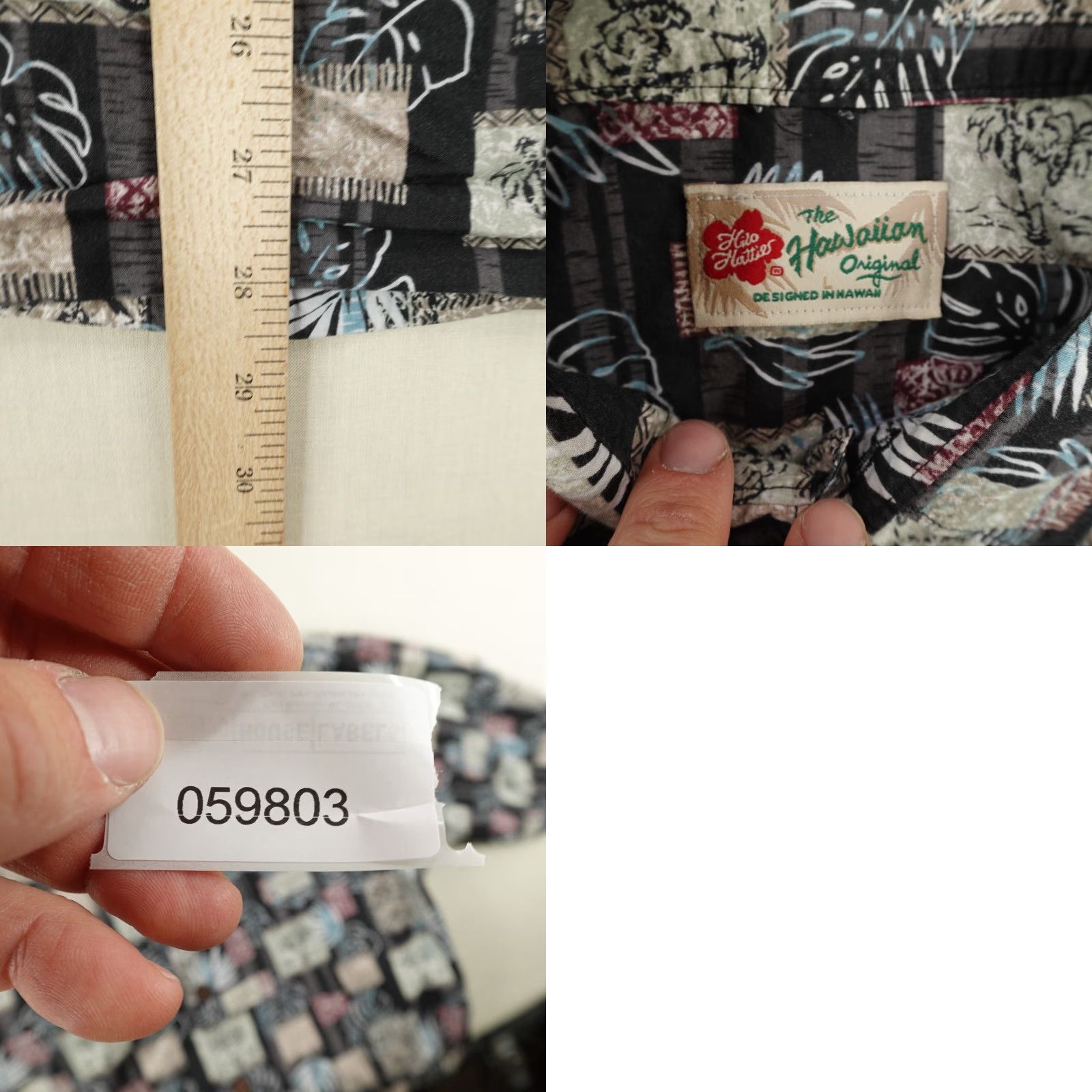 Hilo Hattie VINTAGE Hilo Hattie Shirt Mens Large Black Hawaiian Floral Aloha Button-Up Beach Tropical 90s Mens L Black Size US L / EU 52-54 / 3 - 8 Thumbnail