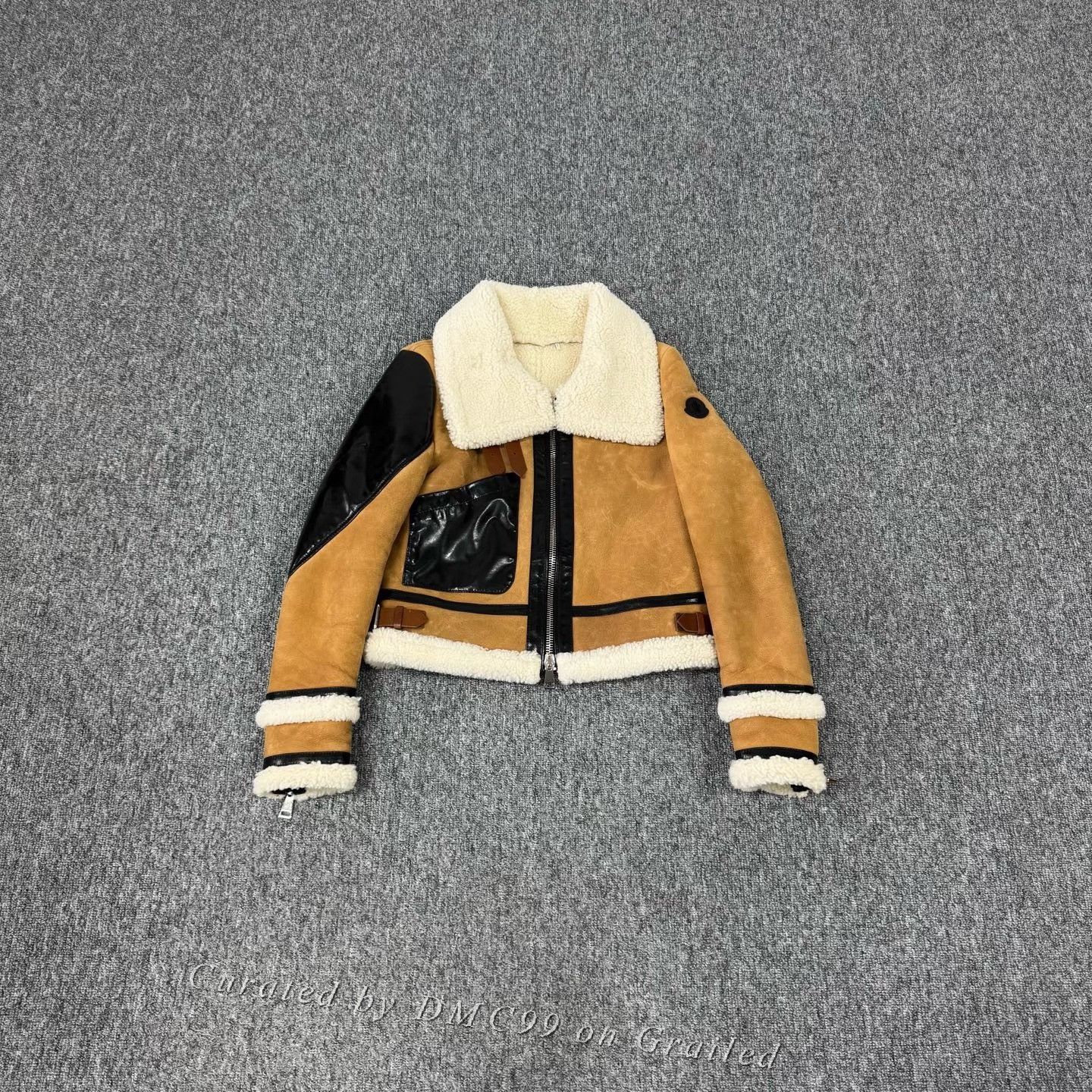 Moncler Moncler Crabier Patent Shearling Zip Coat Size M / US 6-8 / IT 42-44 - 1 Thumbnail