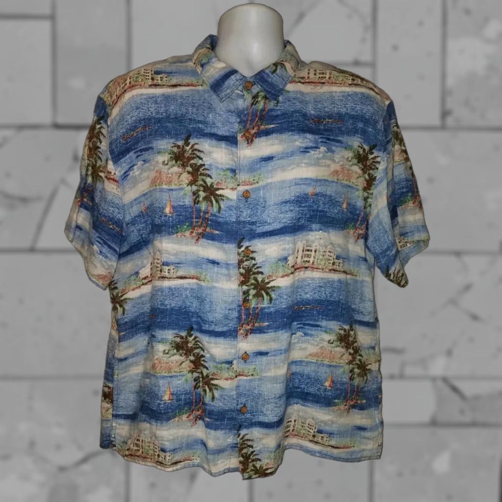 Lucky Brand Lucky Brand Hawaiian Multicolor Linen Short Sleeve Button Down Shirt Adult XL Size US XL / EU 56 / 4 - 1 Thumbnail