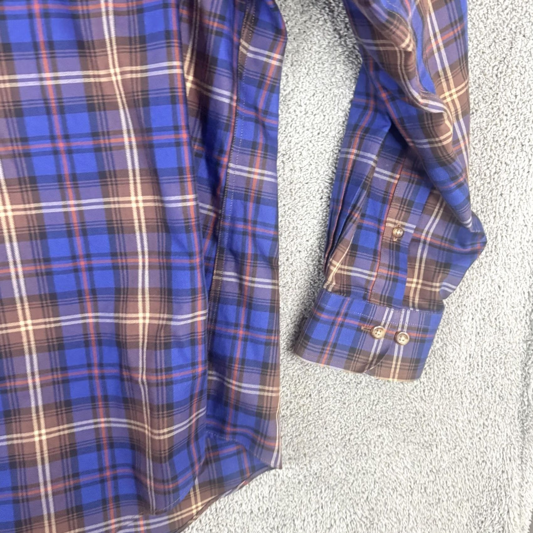 Brooks Brothers Brooks Brothers Shirt Mens XL Blue Plaid Non Iron Slim Fit Cotton Button Front Shirt Size US XL / EU 56 / 4 - 3 Thumbnail