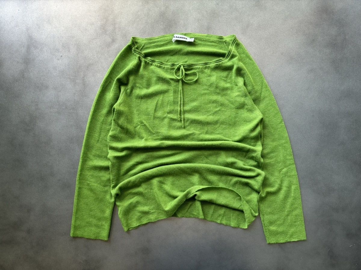 Jil Sander × Vintage 2000s Jil Sander Drawstring Shirt Cashmere Top 3/4 Lace Tie Size S / US 4 / IT 40 - 13 Thumbnail