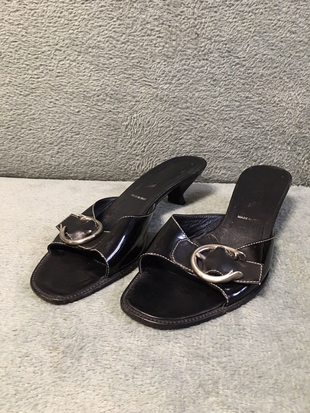Prada PRADA Black Big Buckle Patent Leather Kitten Heels EU 40 Size US 10 / IT 40 - 3 Thumbnail