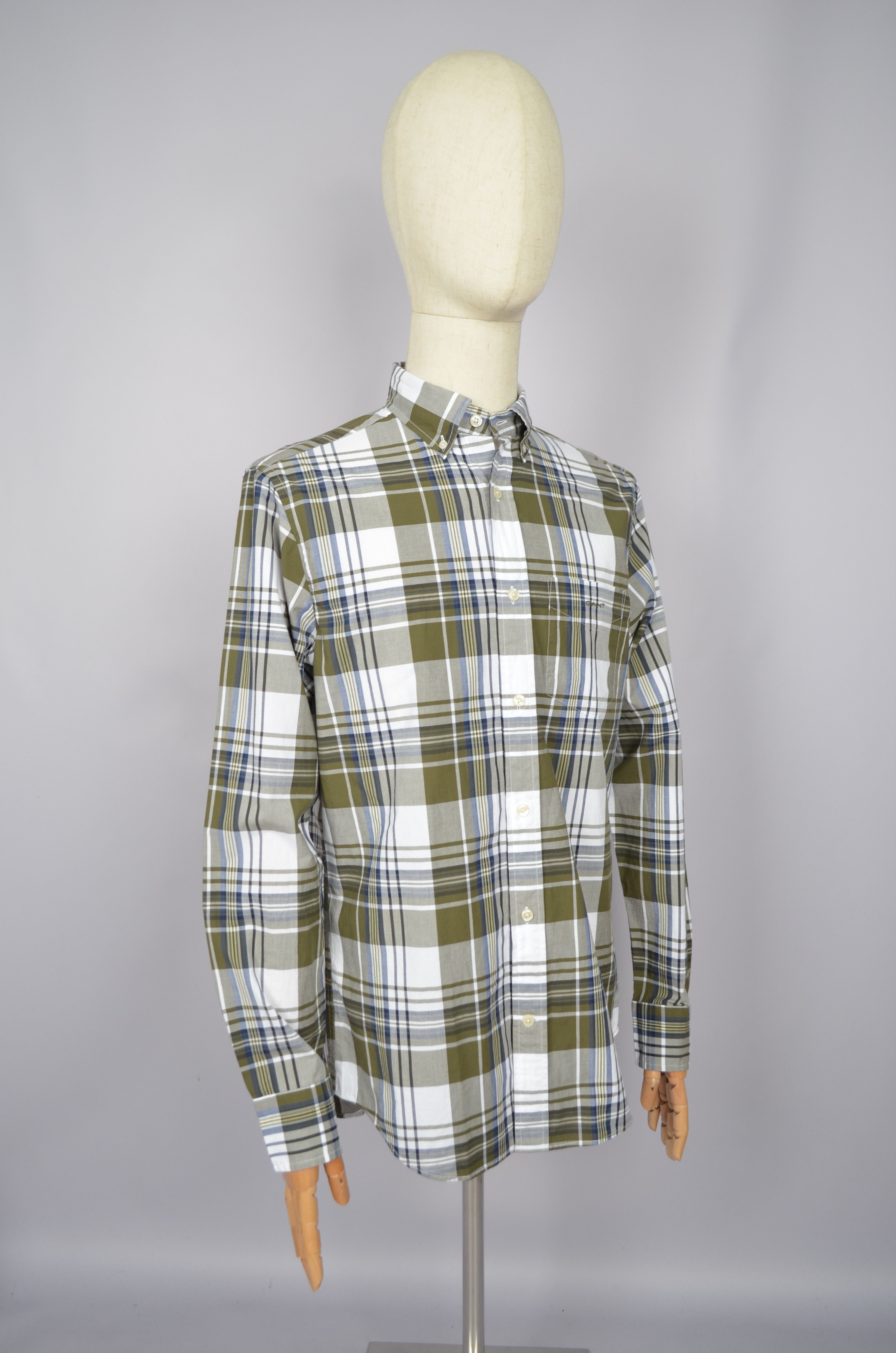 Designer × Gant GANT White Green Check Poplin Shirt Regular Size M Size US M / EU 48-50 / 2 - 7 Thumbnail