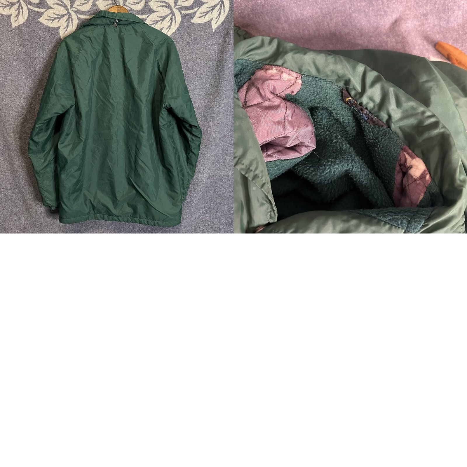 Champion VINTAGE Champion Jacket Nylon Green Lined Windbreaker 60s 70s School USA Men Large Snapped Button Hooded Pocketed Regular Size US L / EU 52-54 / 3 - 8 Thumbnail